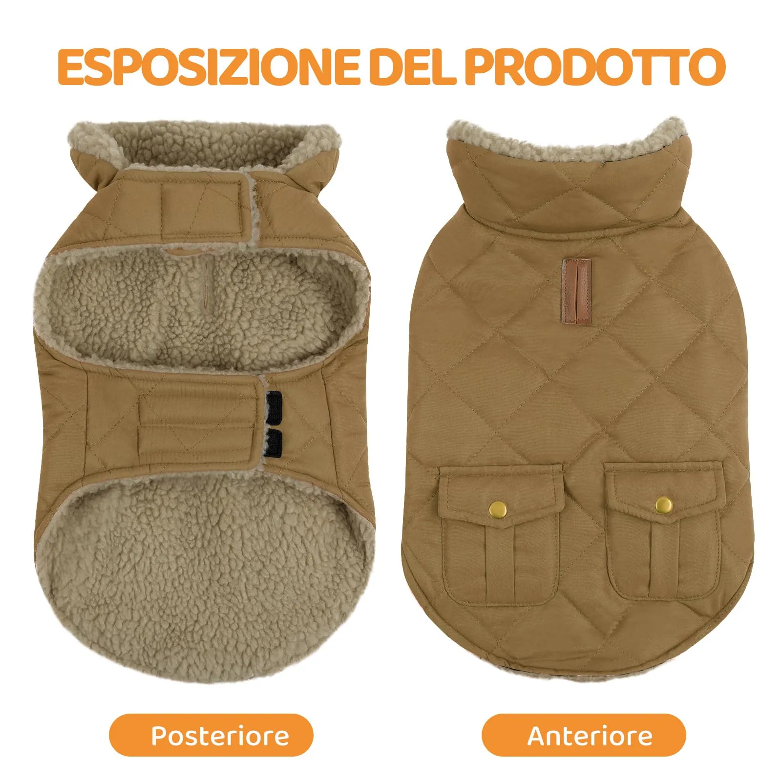 Queenmore Giacca Invernale Trapuntata per Cani, Marrone, Taglia S - immagine 4
