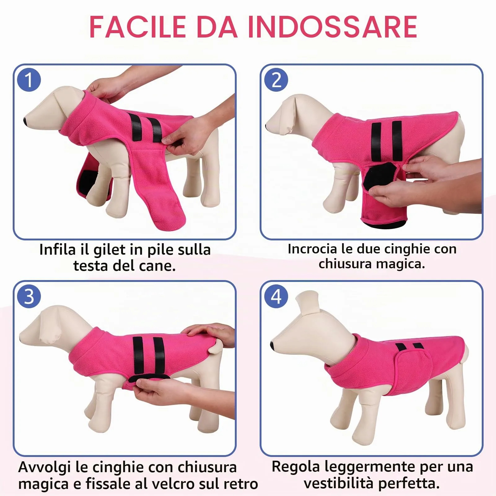 PUZAUKAL Maglione in Pile per Cani e Gatti con Foro per Imbracatura, Rosa, Taglia L - immagine 4