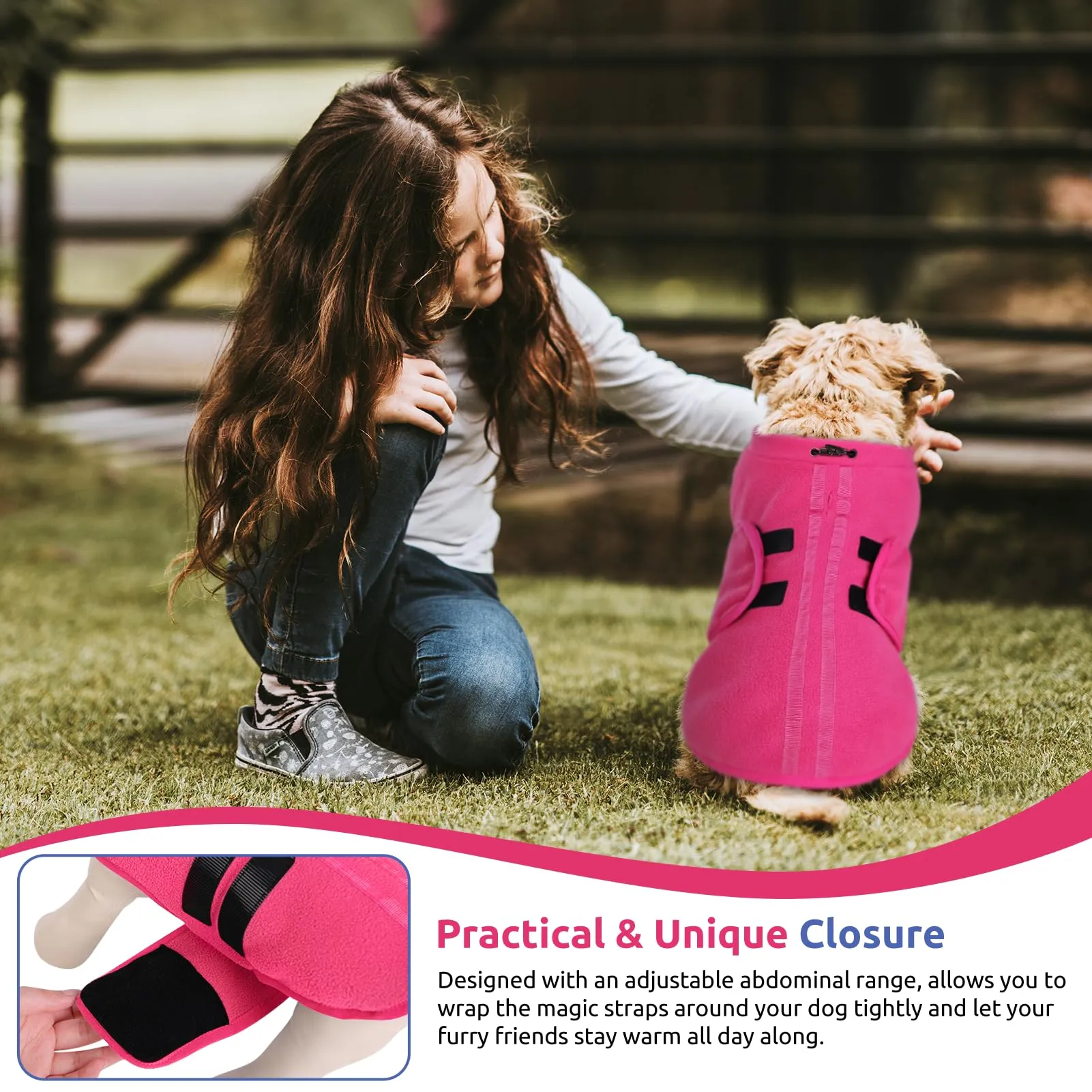 PUZAUKAL Maglione in Pile per Cani e Gatti con Foro per Imbracatura, Rosa, Taglia XS - immagine 6