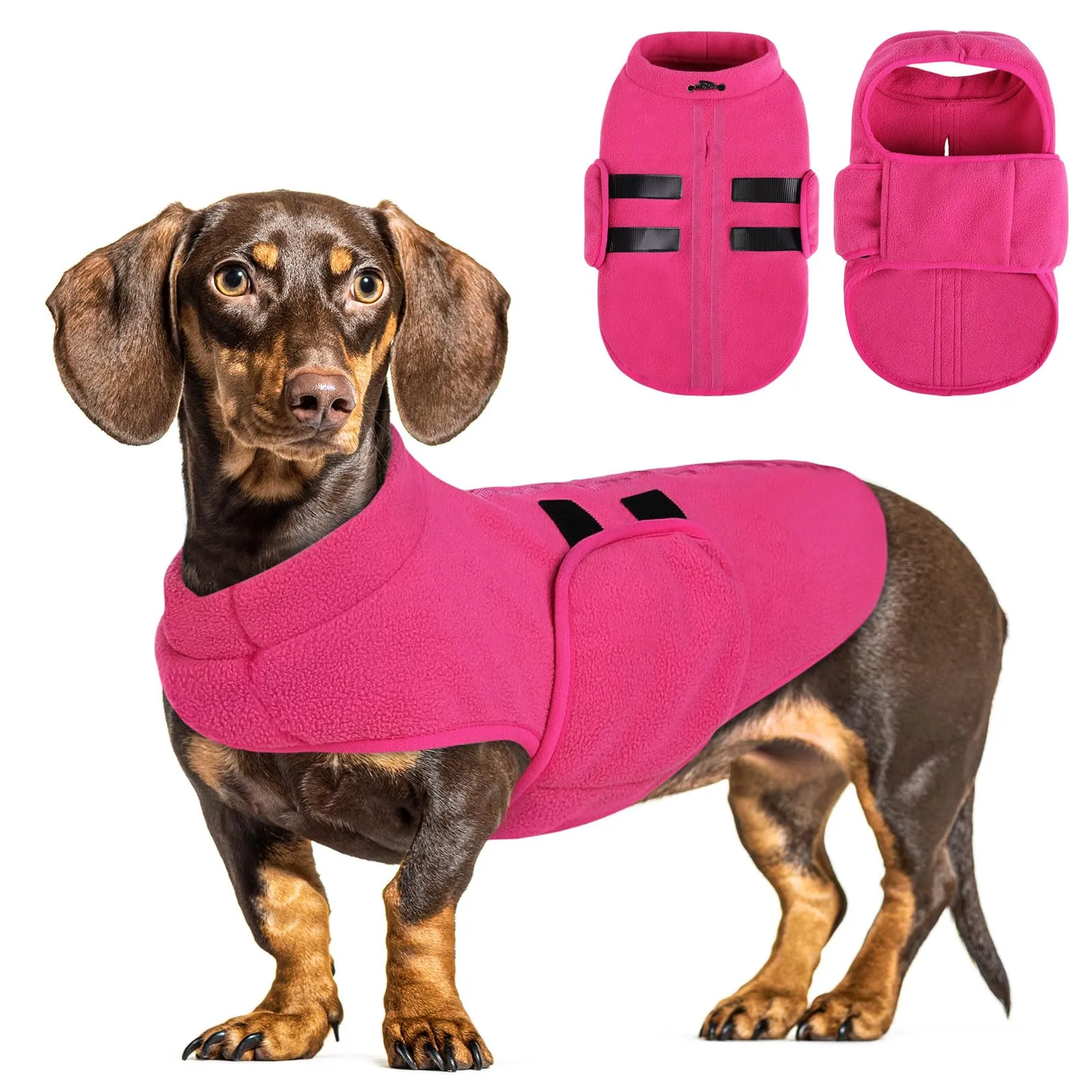 PUZAUKAL Maglione in Pile per Cani e Gatti con Foro per Imbracatura, Rosa, Taglia S - immagine 1