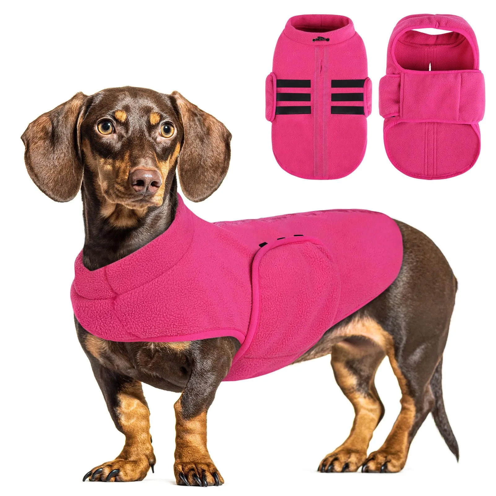 PUZAUKAL Maglione in Pile per Cani e Gatti con Foro per Imbracatura, Rosa, XL - immagine 1