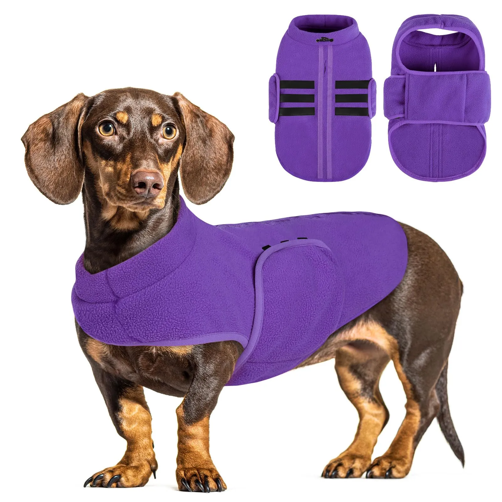 PUZAUKAL Maglione in Pile per Cani e Gatti con Foro per Imbracatura - Viola (L) - immagine 1