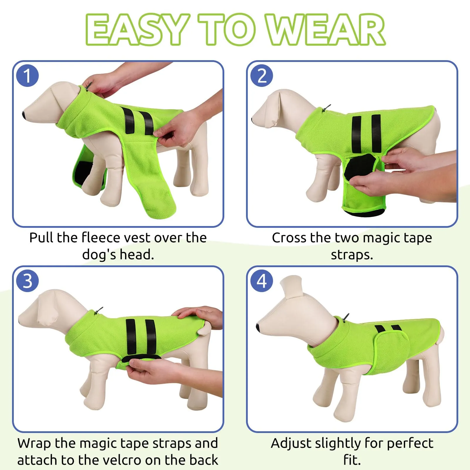 PUZAUKAL Maglione in Pile per Cani e Gatti con Foro per Imbracatura, Verde, XL - immagine 4