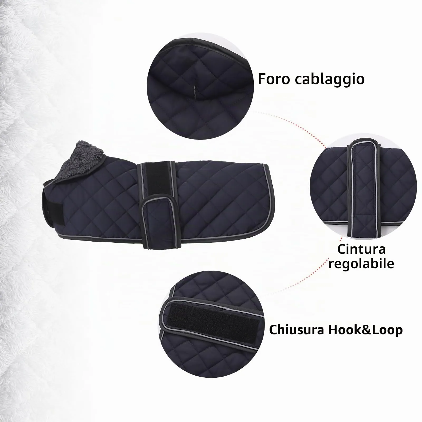 Geyecete Cappotto Invernale Termico Trapuntato per Bassotto, Navy Blu, XS - immagine 3