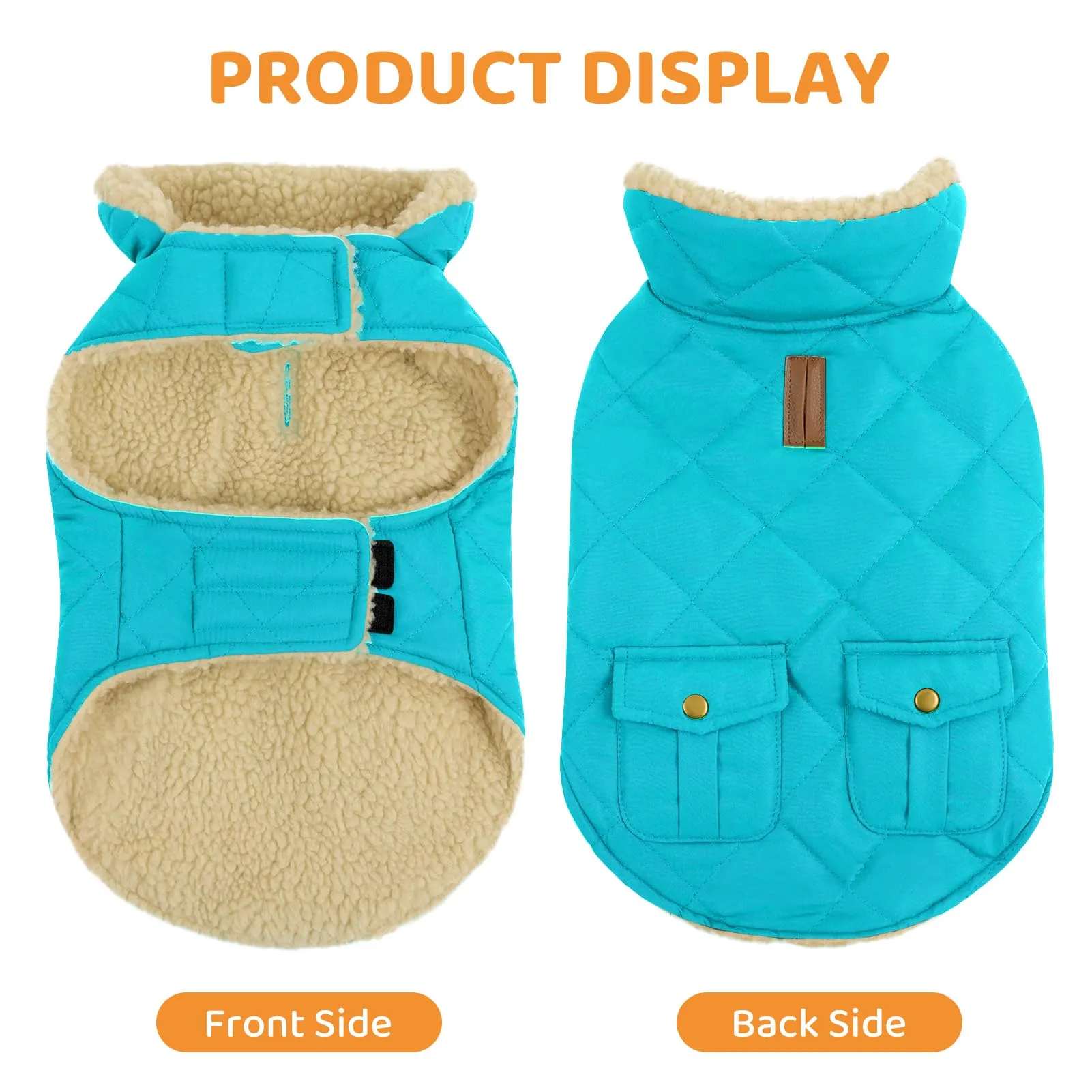 Queenmore Cappotto Impermeabile Caldo per Cani, Taglia L, Blu Chiaro - immagine 5