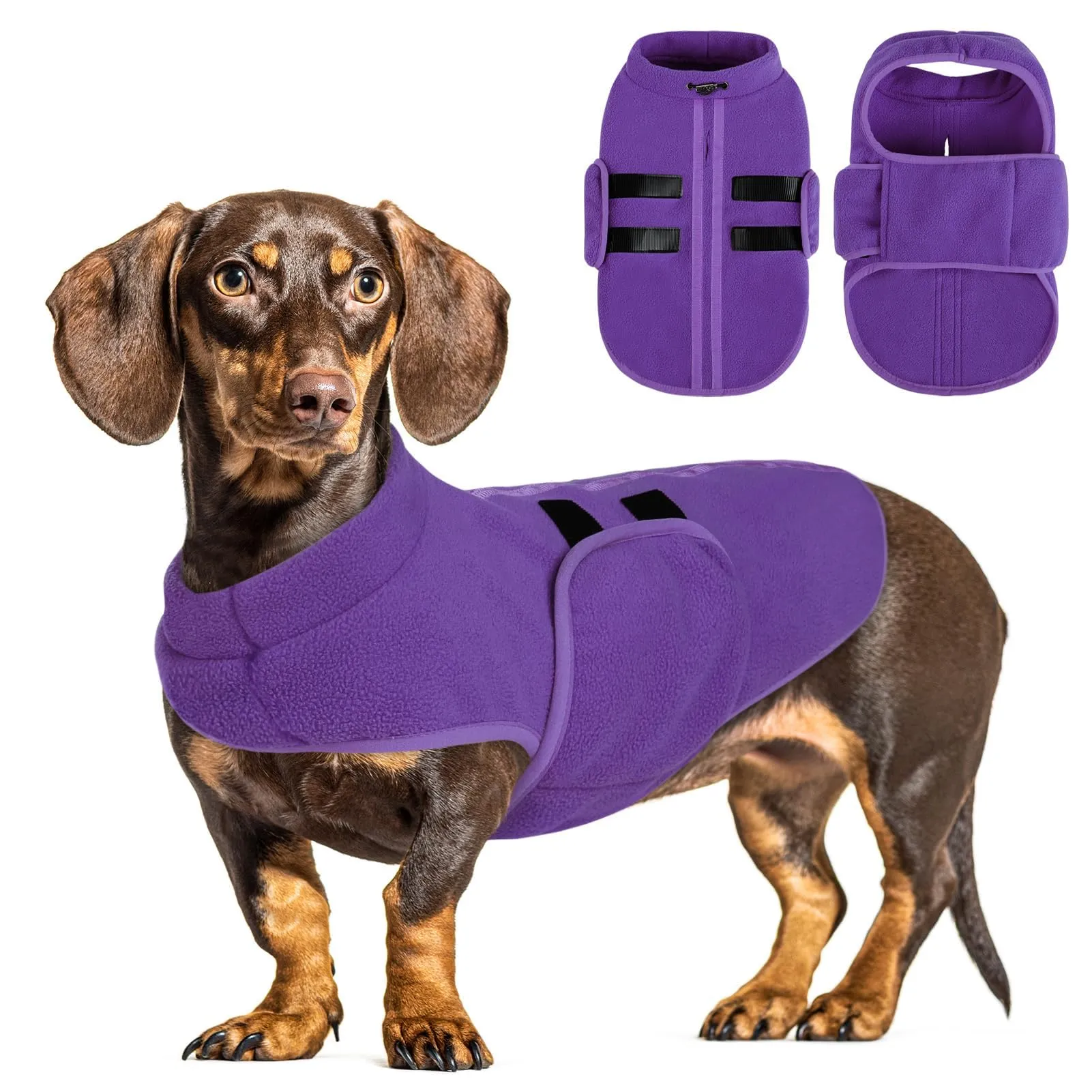 PUZAUKAL Maglione in Pile per Cani e Gatti con Foro per Imbracatura, Viola, XS - immagine 1