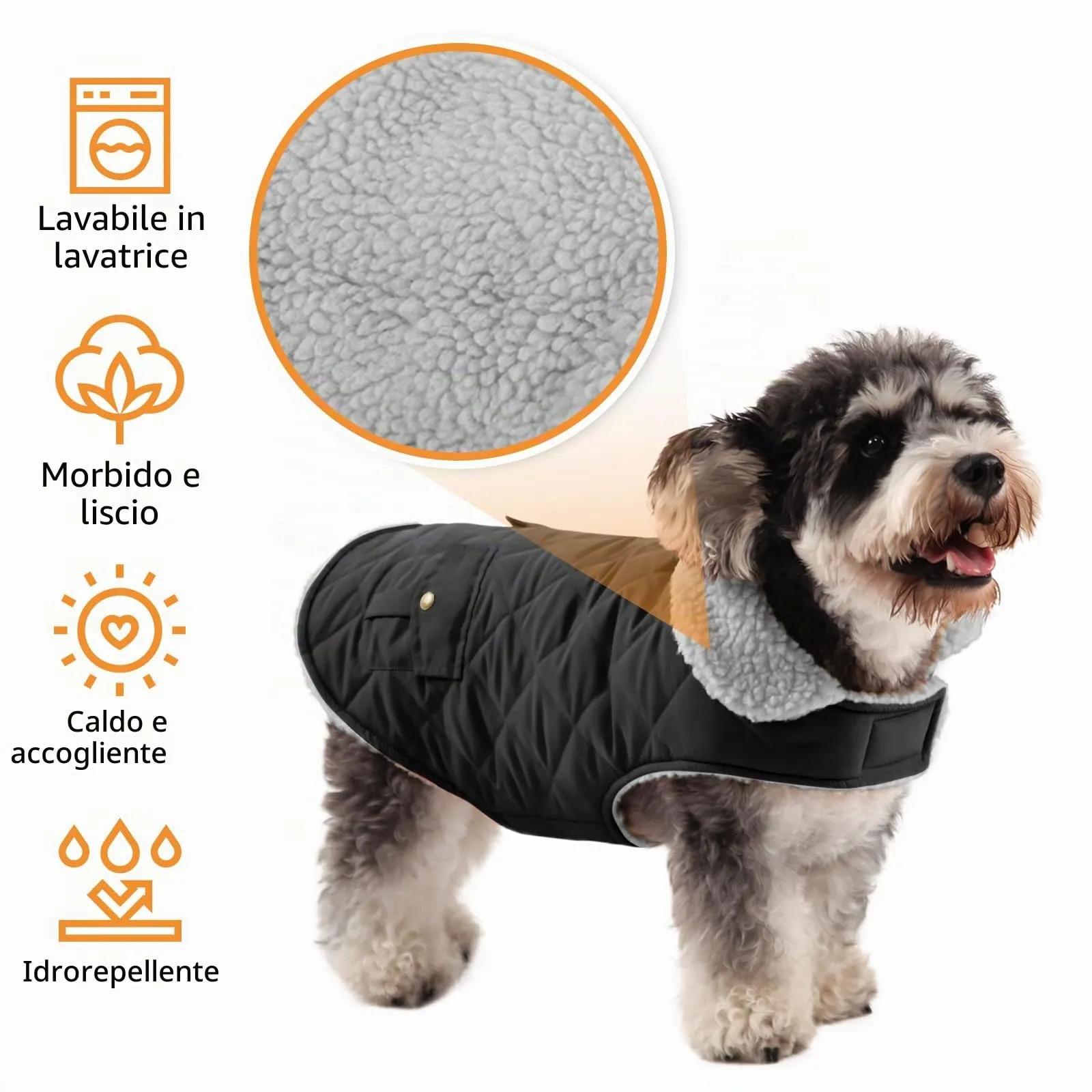 Queenmore Cappottino Cane Impermeabile e Imbottito, Nero, XS - immagine 3