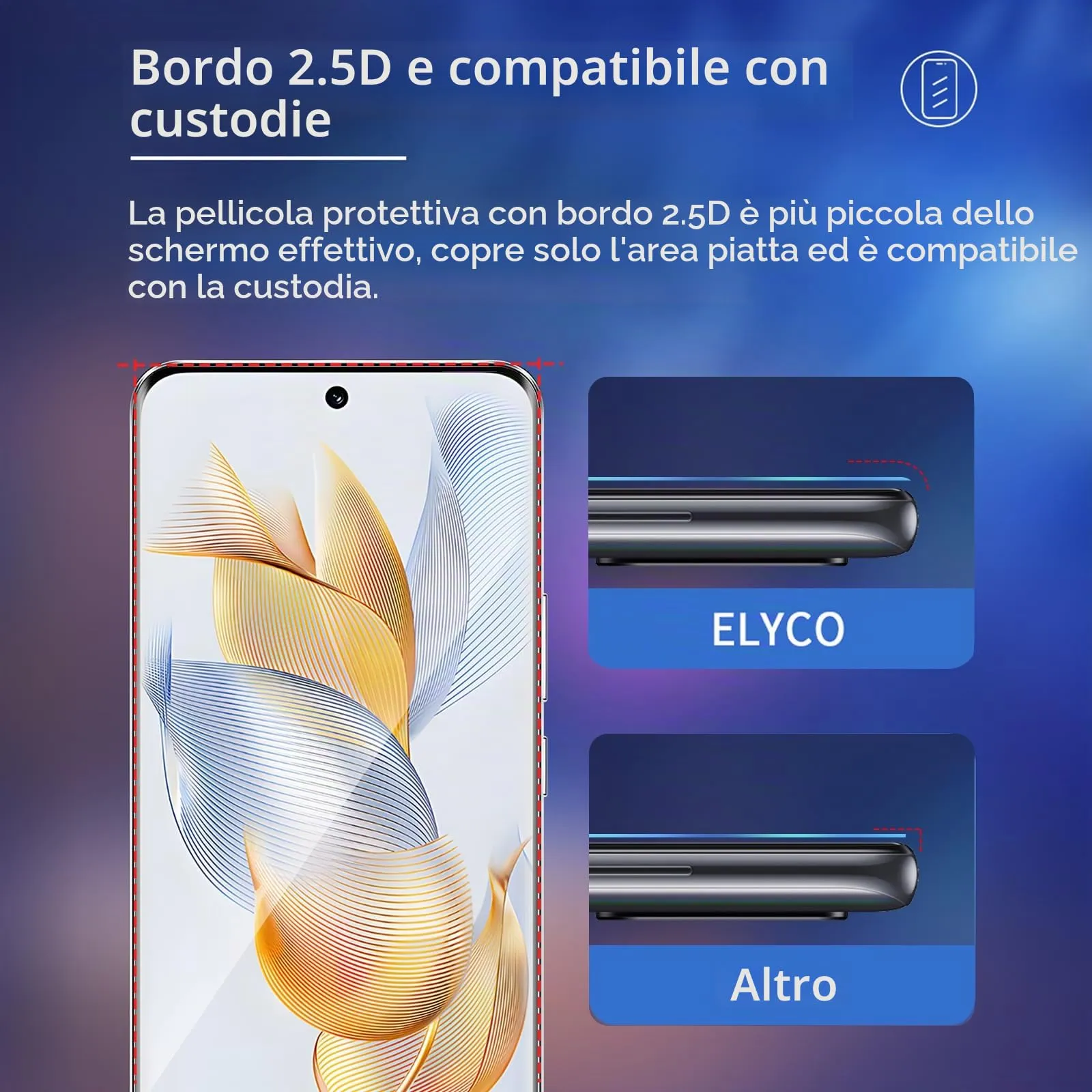 ELYCO Vetro Temperato per Honor 90, 2 Pezzi - immagine 5