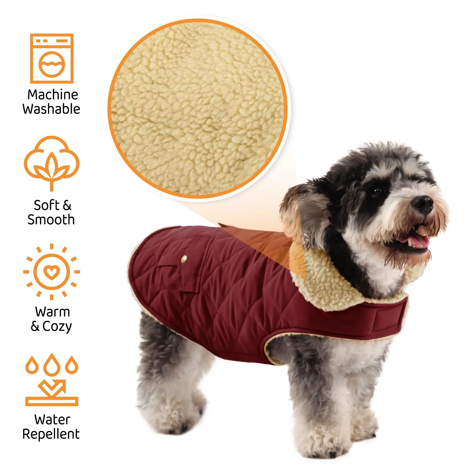 Queenmore Cappotto Cane Impermeabile Imbottito, Taglia XL, Borgogna - immagine 3