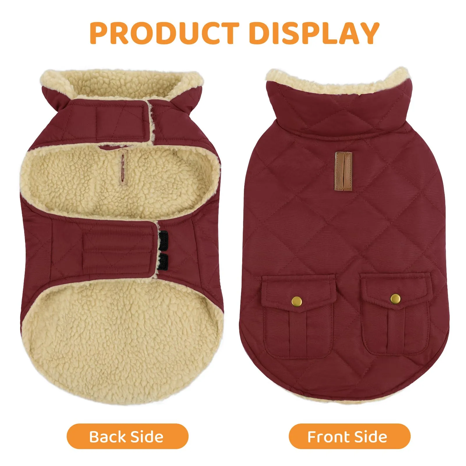 Queenmore Cappotto Cane Impermeabile Imbottito, Taglia XL, Borgogna - immagine 5