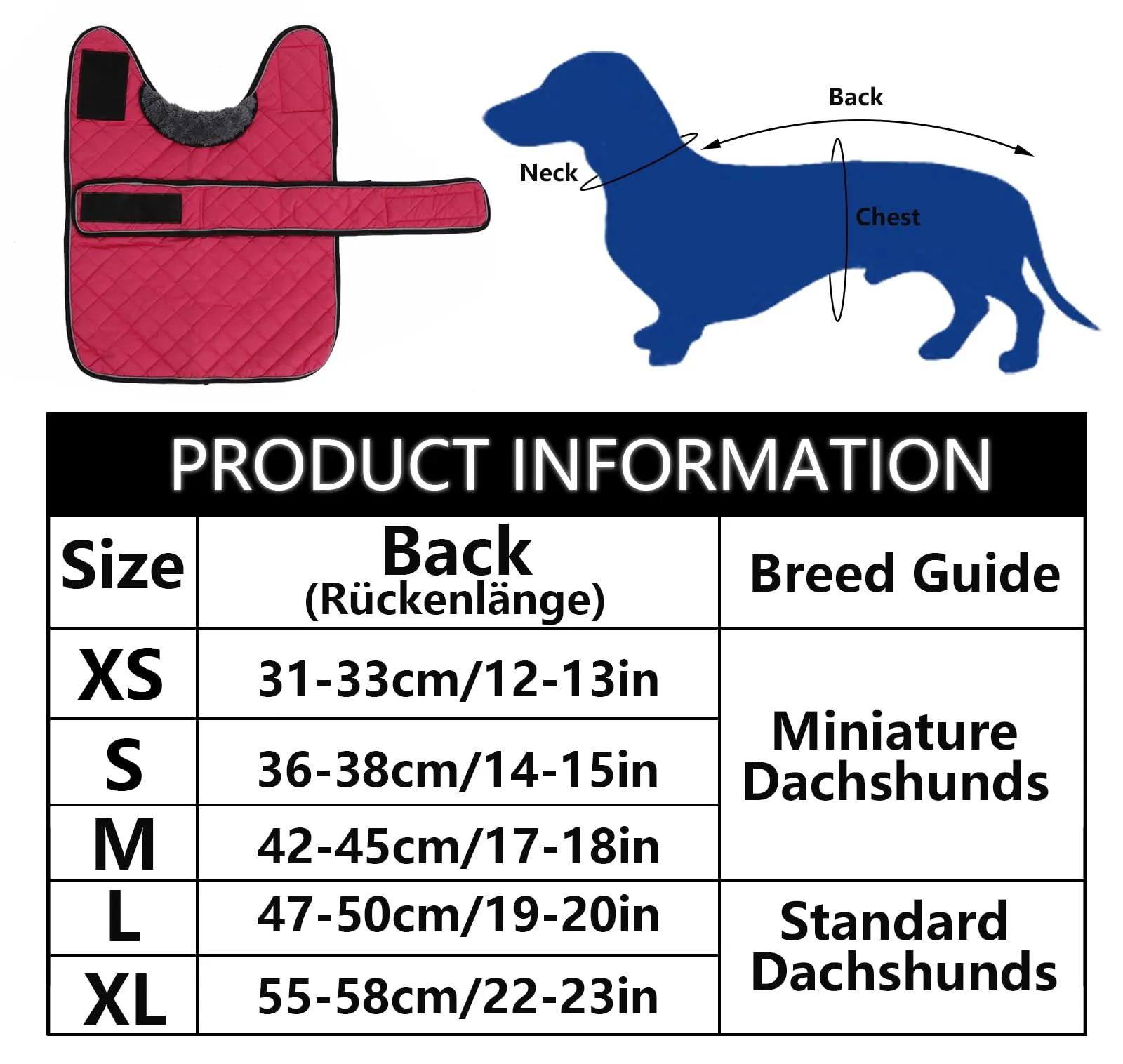 Geyecete Cappotto Invernale Termico Trapuntato per Cane Bassotto con Fodera in Pile, Rosa, L - immagine 6