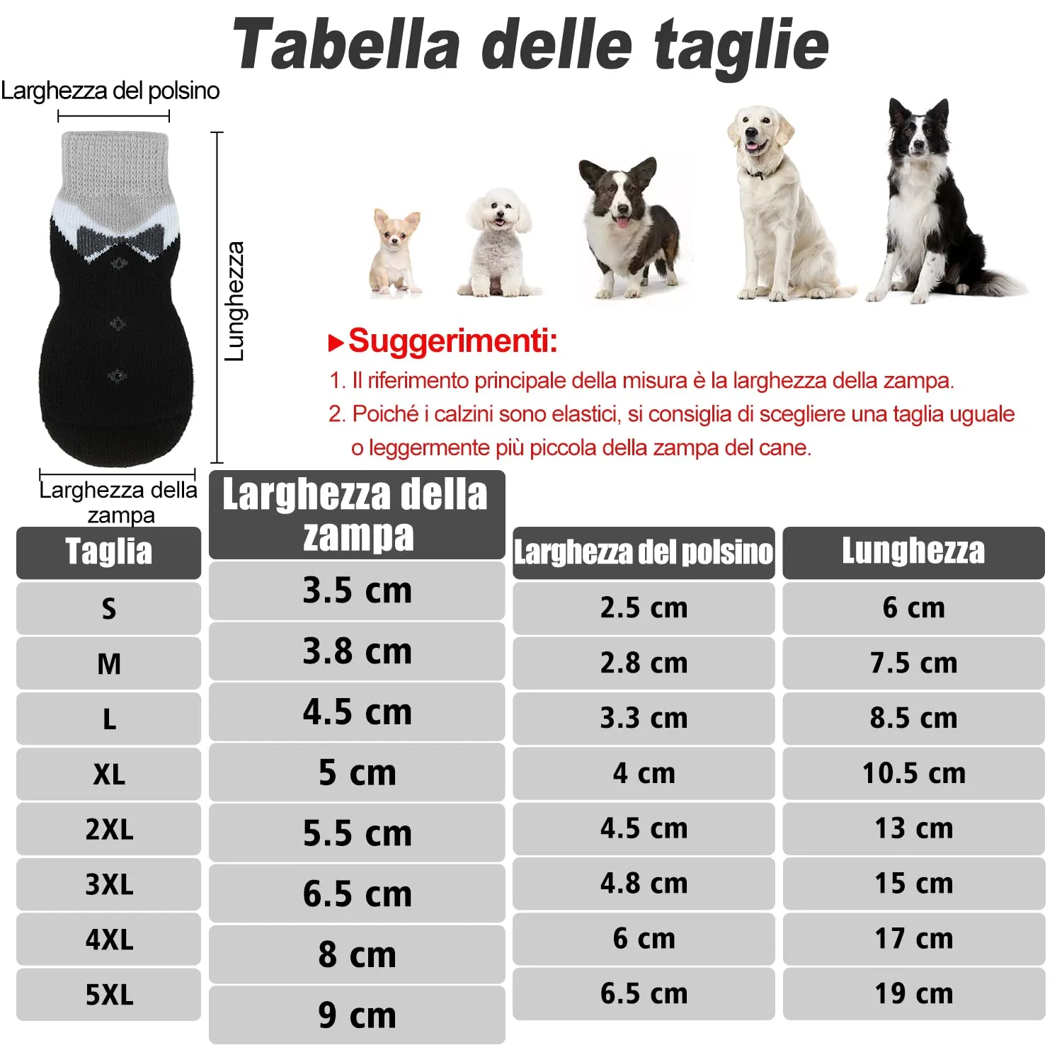 PETLOFT Calzini Antiscivolo per Cane con Cinghie Regolabili, 4 Pezzi, Nero, XL - immagine 2