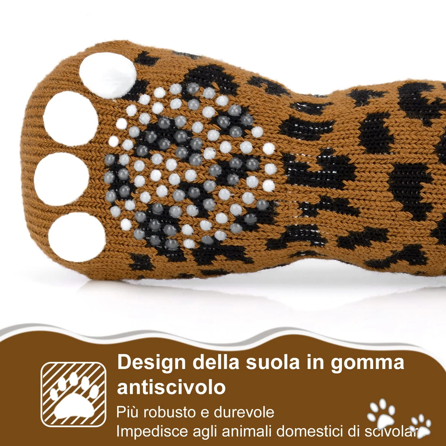 PETLOFT Calzini Antiscivolo per Cane con Cinghie Regolabili, 4 Pezzi (Cachi, XL) - immagine 5