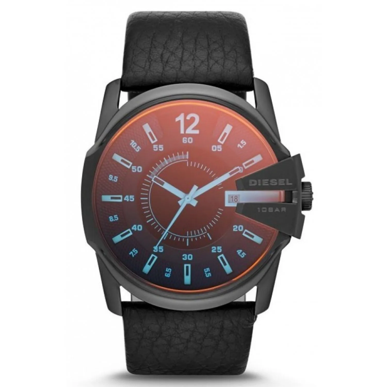Diesel Master Chief Men's Watch, 45mm Black Stainless Steel Case, Leather Strap, DZ1657 - immagine 1