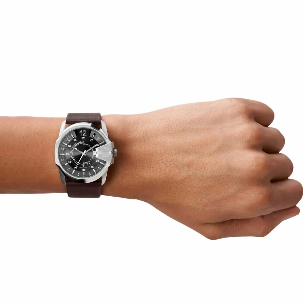 Diesel Master Chief Orologio da uomo, 46 mm, Acciaio Inossidabile e Pelle, DZ1206 - immagine 2