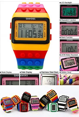 SHHORS LED091 Orologio Digitale Sportivo in Silicone Rainbow con Schermo LCD - immagine 7