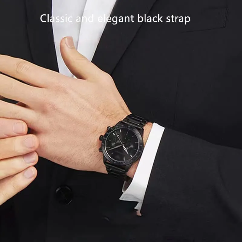 FOUUA Cinturino in Acciaio Inossidabile per Orologio 18mm Nero - immagine 5