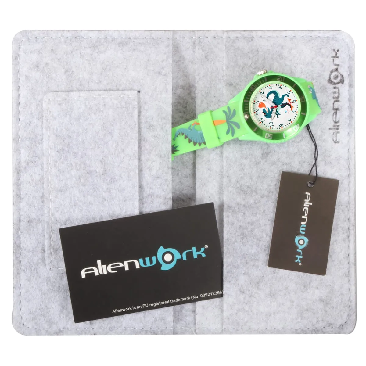 Alienwork Kids Dino T-Rex Learning Watch, Green Silicone Strap, Waterproof 5 ATM - immagine 7