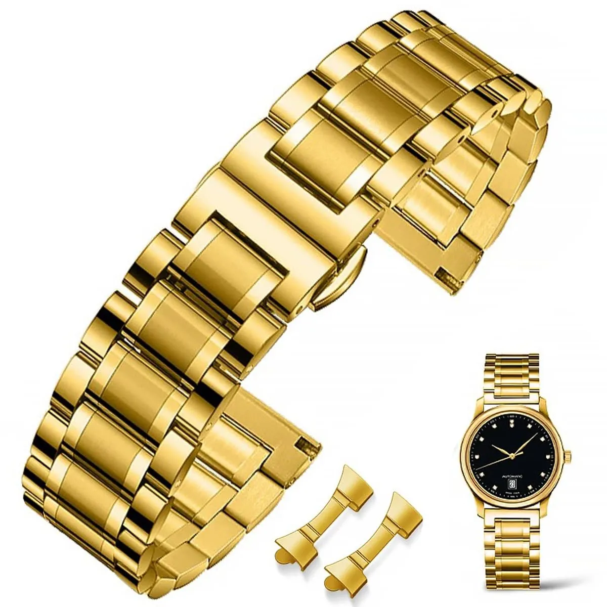 FOUUA Cinturino in Acciaio Inossidabile 16mm Oro - immagine 1