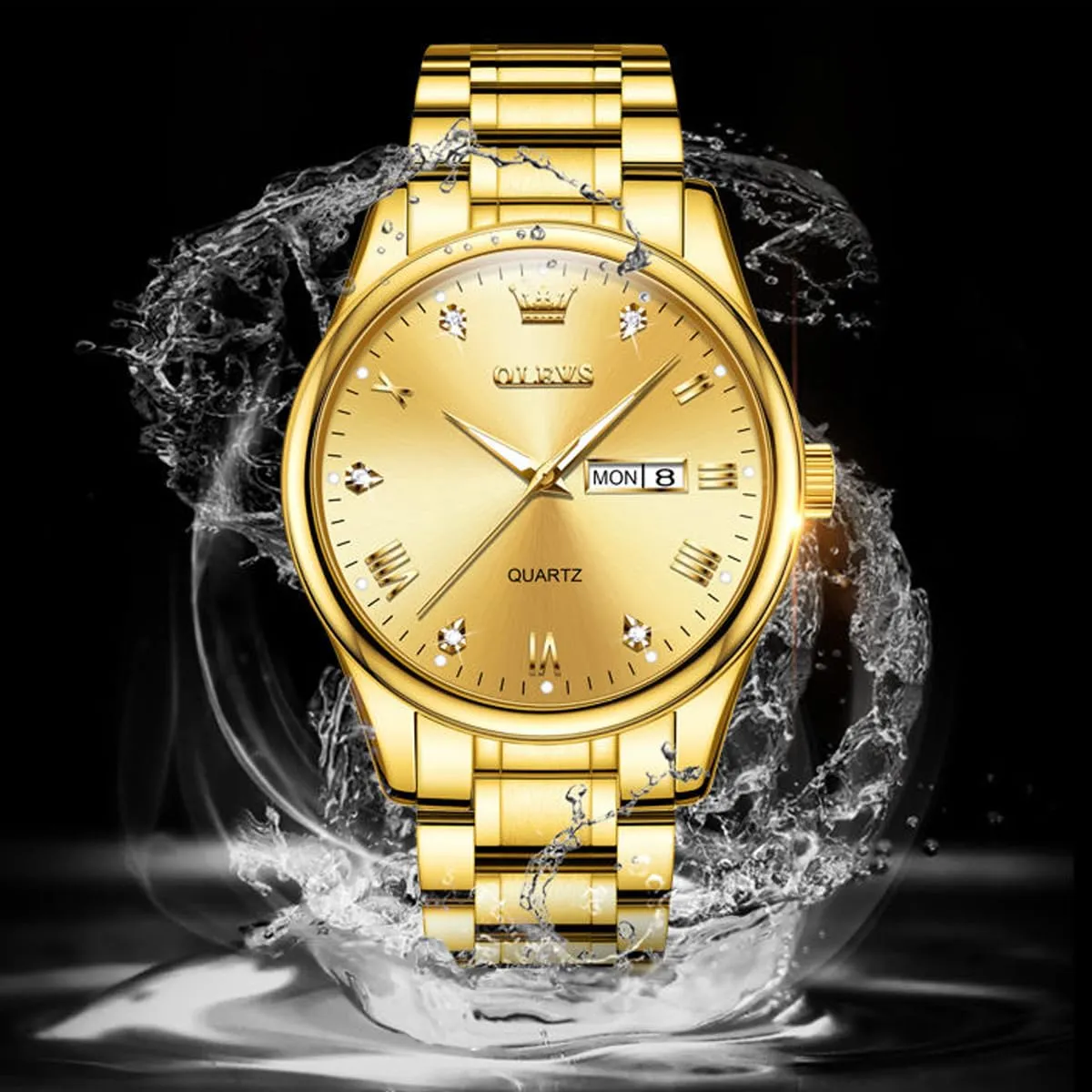 FOUUA Cinturino in Acciaio Inossidabile per Orologio 14mm Oro - immagine 5