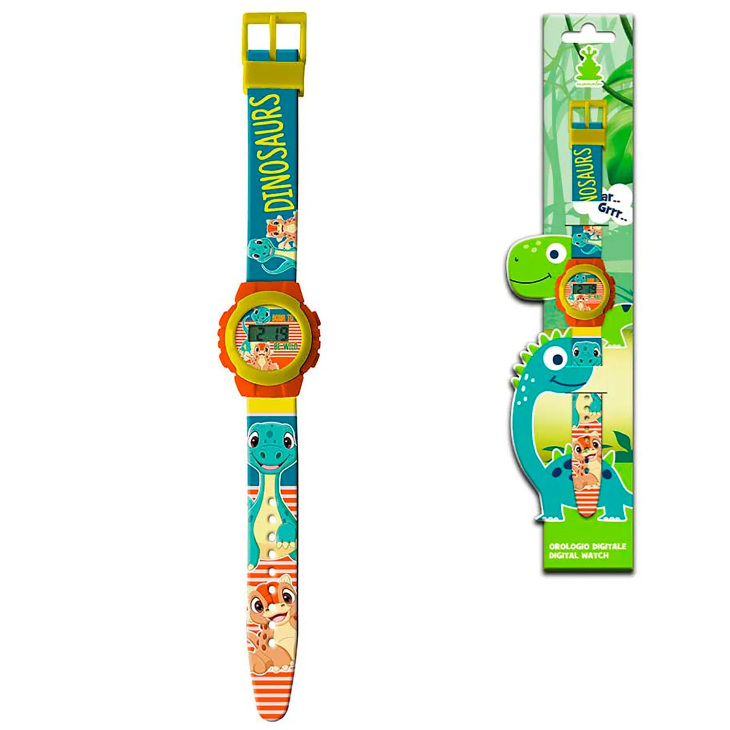 Coriex Orologio Digitale Bambini Dinosauro, Cinturino Silicone Verde, Cassa 30mm, Ora e Data - immagine 2