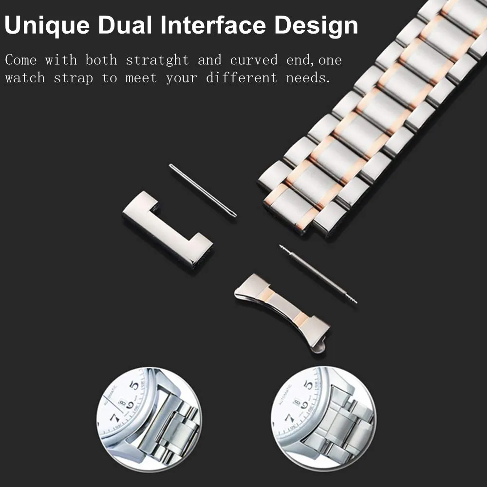 FOUUA Cinturino in Acciaio Inossidabile 17mm Oro Rosa - immagine 4