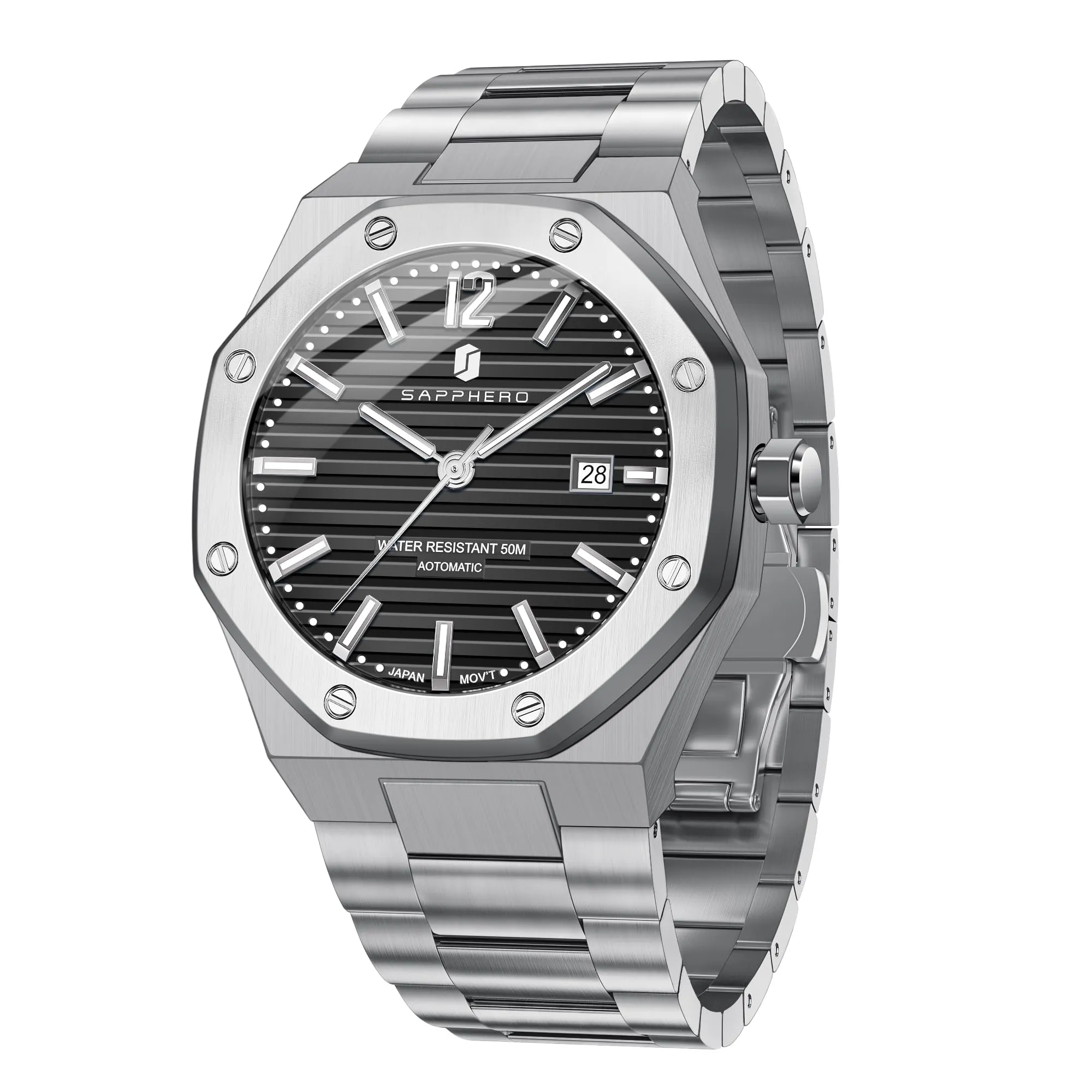 BENYAR Orologio da Uomo Cronografo Meccanico Automatico SO2112-02, Acciaio Inossidabile, 50M Impermeabile, Argento Nero - immagine 1