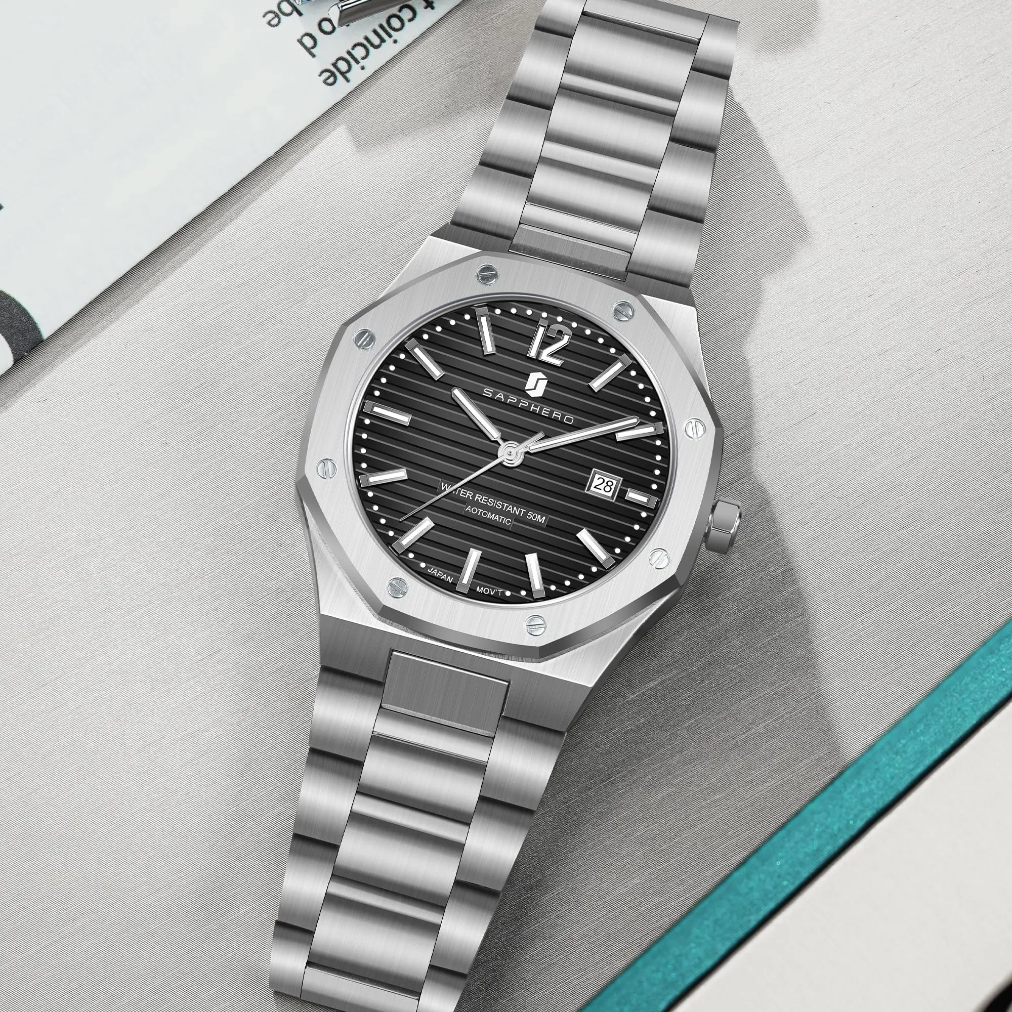 BENYAR Orologio da Uomo Cronografo Meccanico Automatico SO2112-02, Acciaio Inossidabile, 50M Impermeabile, Argento Nero - immagine 6