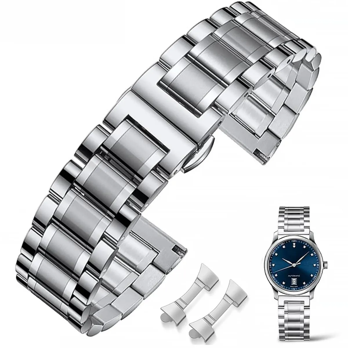 FOUUA Cinturino in Acciaio Inossidabile per Orologio e Smartwatch, 15mm, Argento - immagine 1