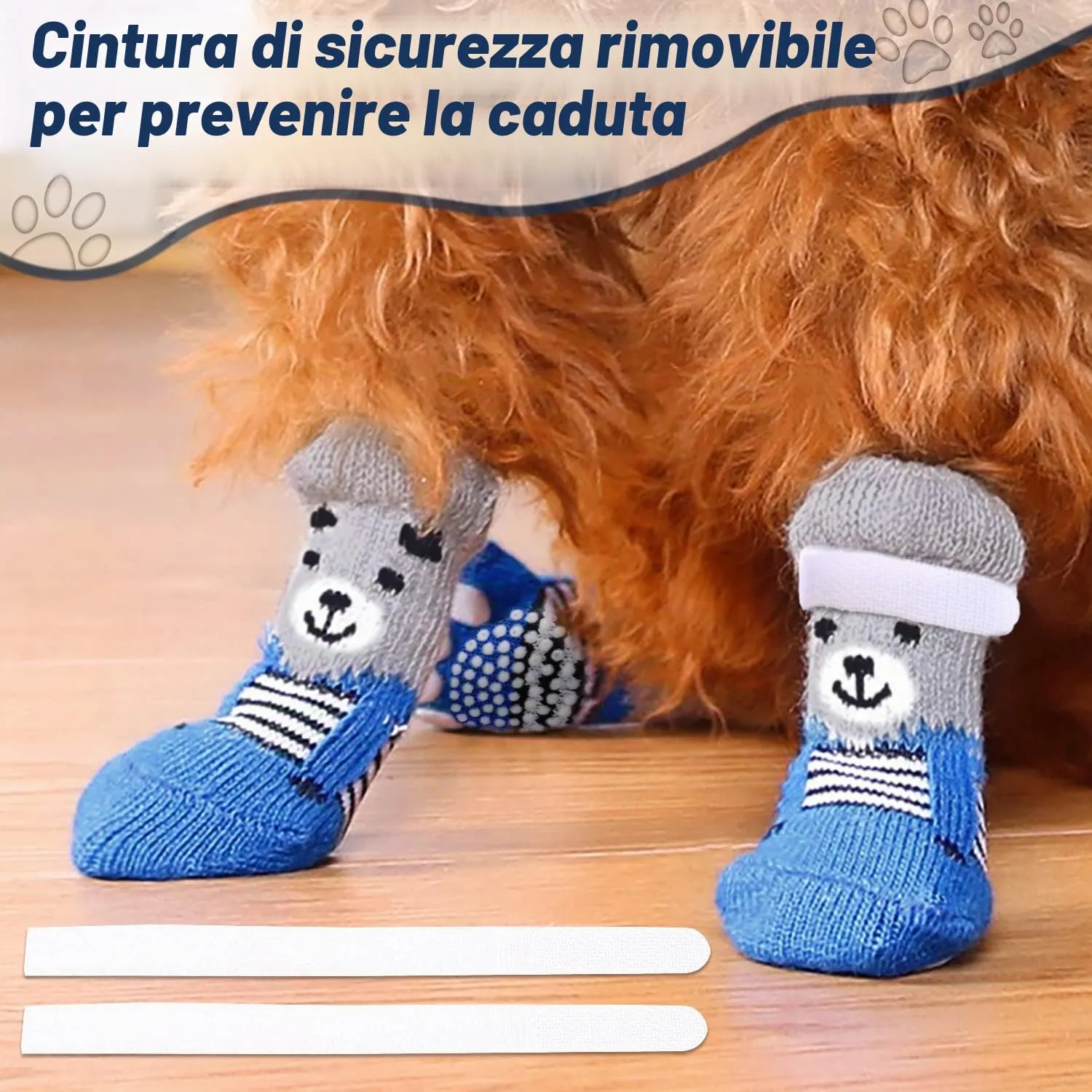 PETLOFT Calzini Antiscivolo per Cane con Cinghie Regolabili, 4 Pezzi (Grigio, XL) - immagine 4
