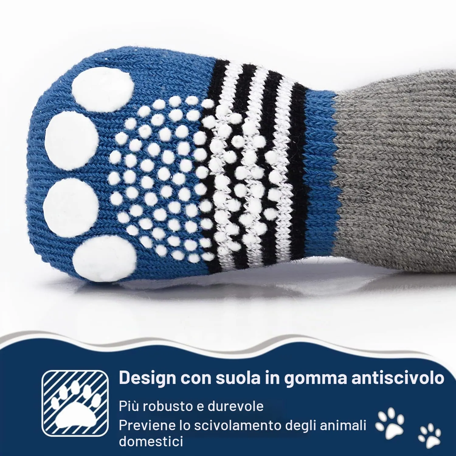 PETLOFT Calzini Antiscivolo per Cane con Cinghie Regolabili, 4 Pezzi (Grigio, XL) - immagine 5