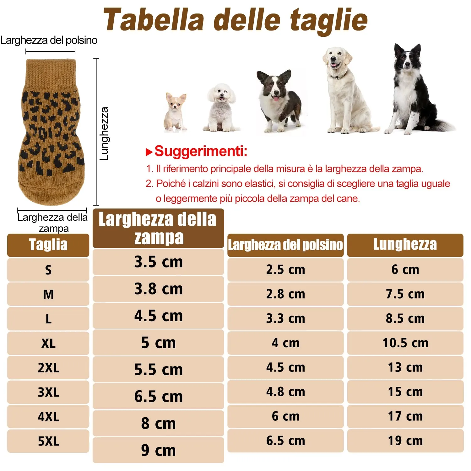 PETLOFT Calzini Antiscivolo per Cane, 4 Pezzi, Cachi, M - immagine 2