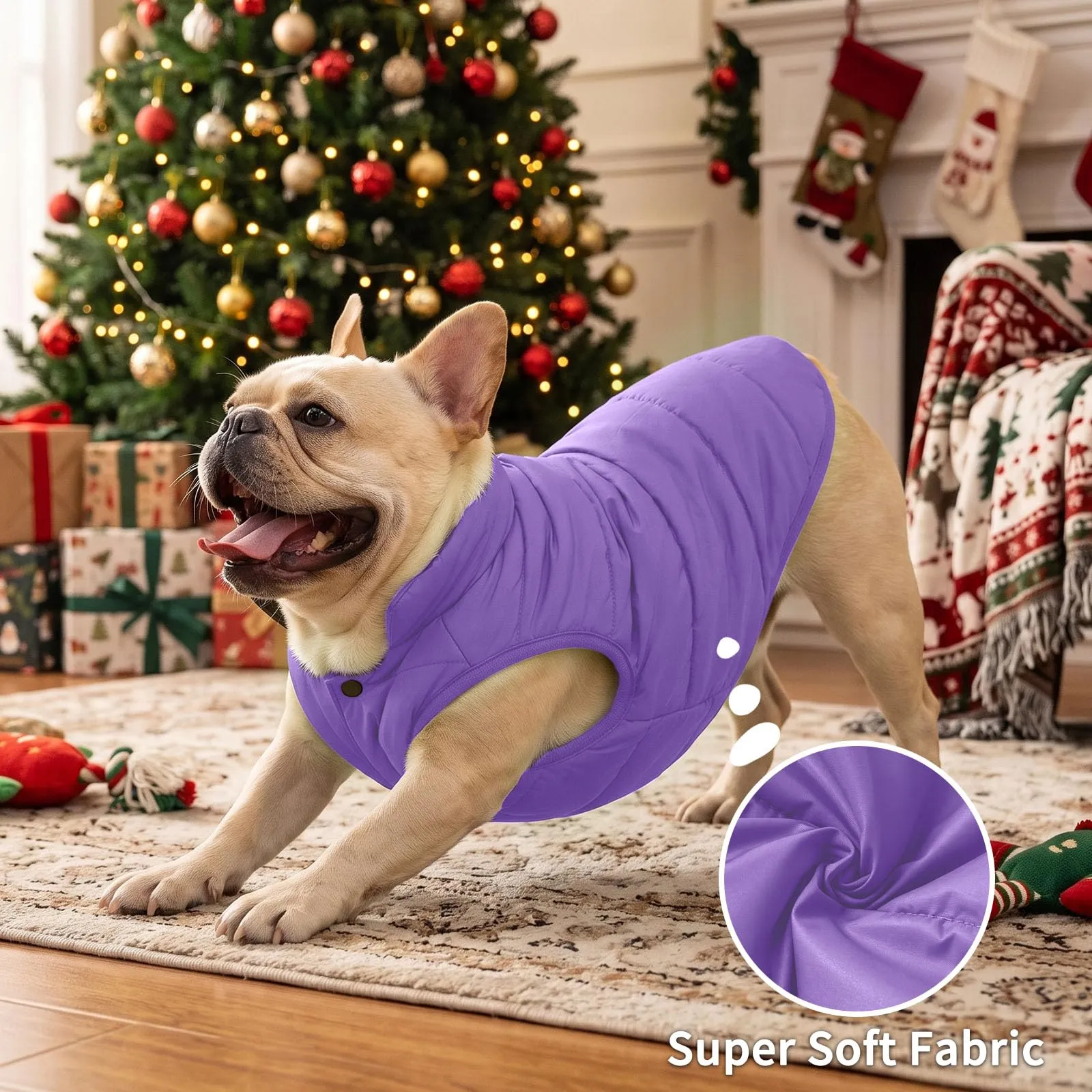 JoyDaog Giacca invernale foderata in pile per cani, impermeabile e antivento, Viola M - immagine 4