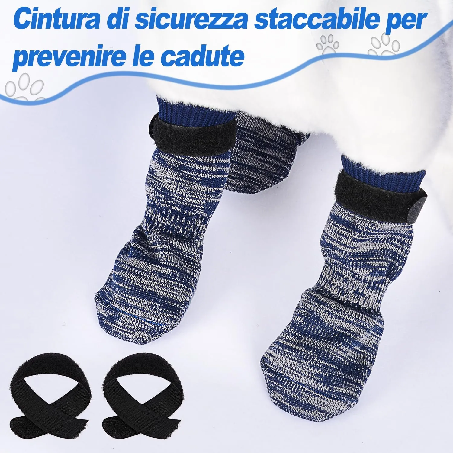 PETLOFT Calzini Antiscivolo per Cane con Cinghie Regolabili, Blu Scuro, 4XL - immagine 5