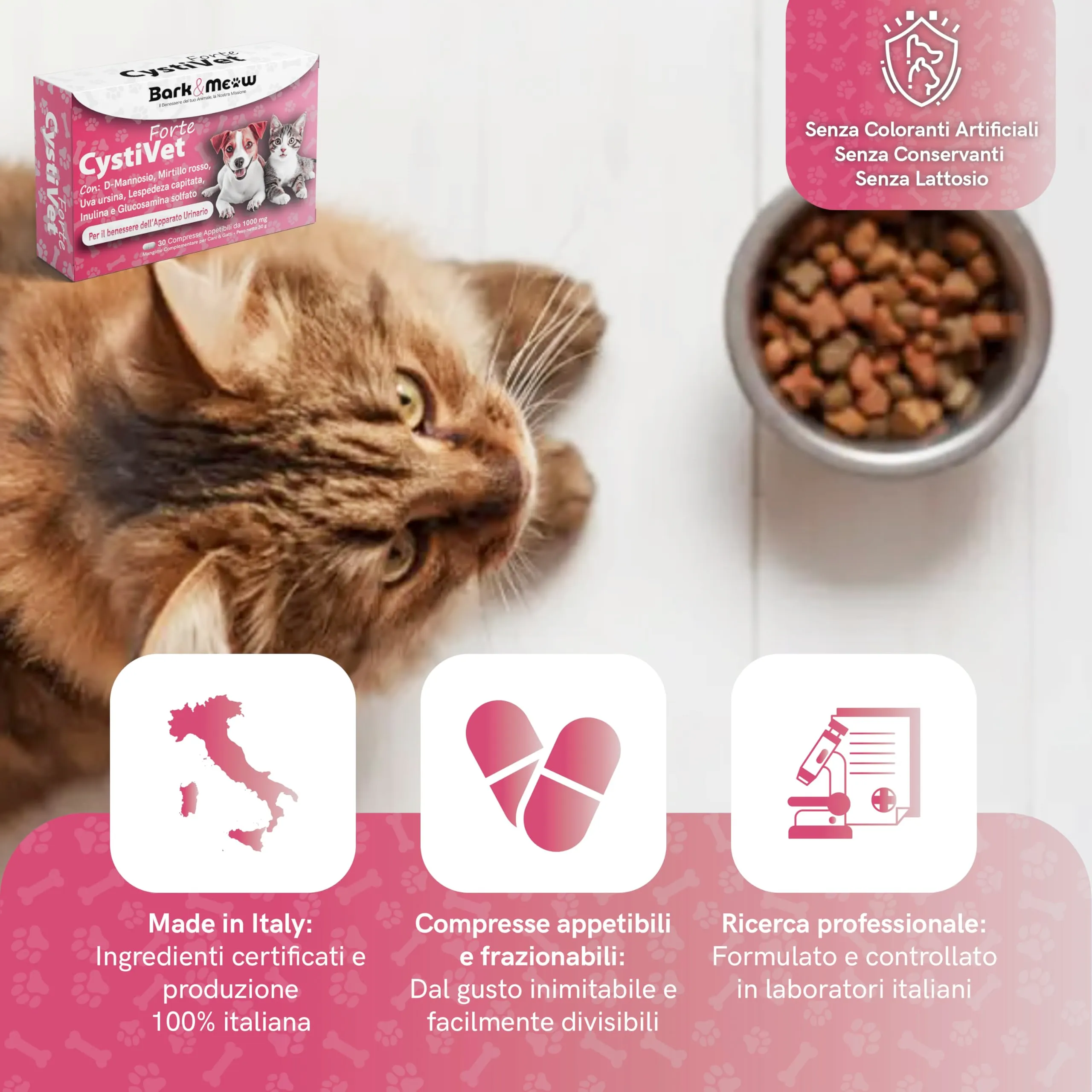 Bark & Meow CistyVet Forte Integratore per Vie Urinarie di Cani e Gatti, 30 Compresse - immagine 5