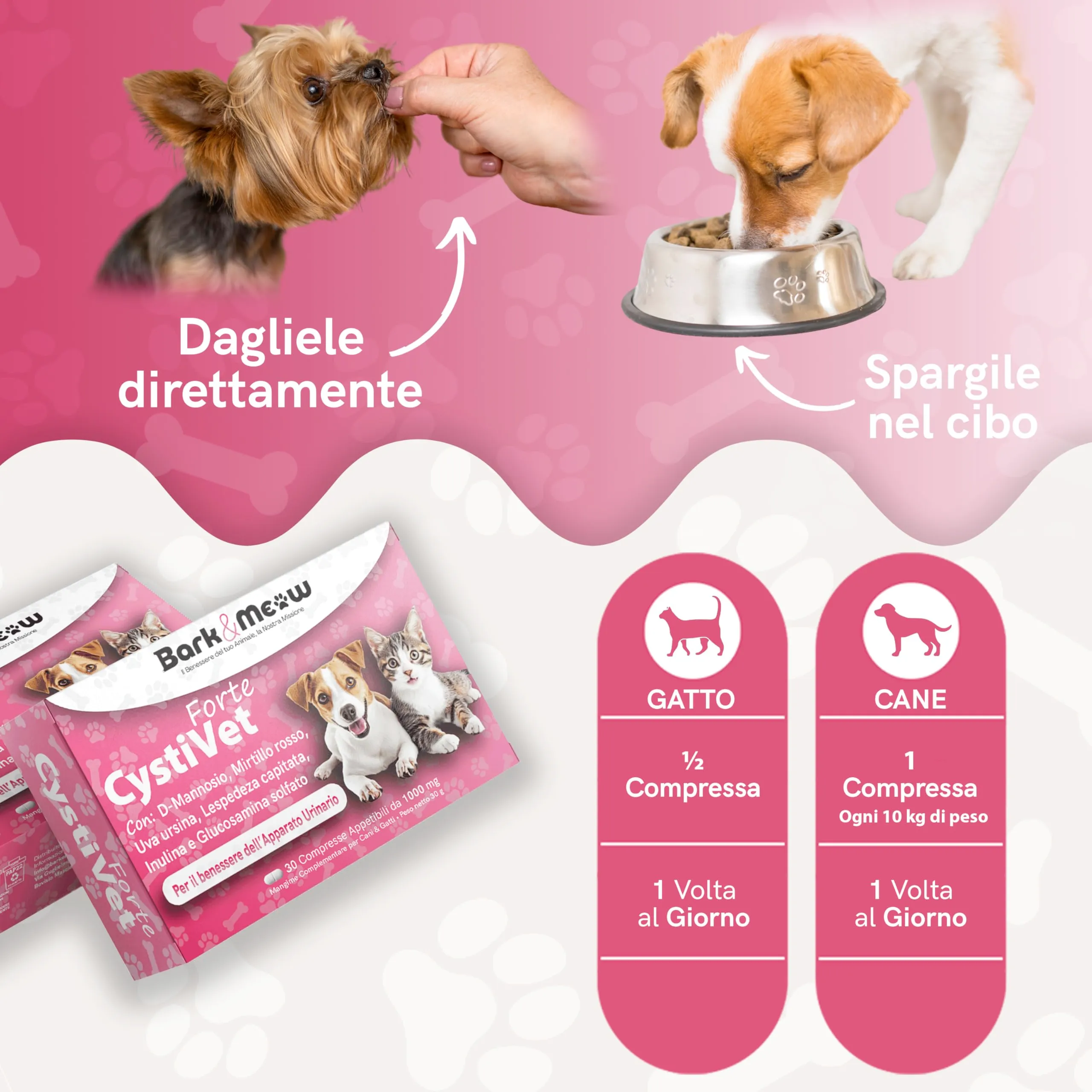 Bark & Meow CistyVet Forte Integratore per Vie Urinarie di Cani e Gatti, 30 Compresse - immagine 6