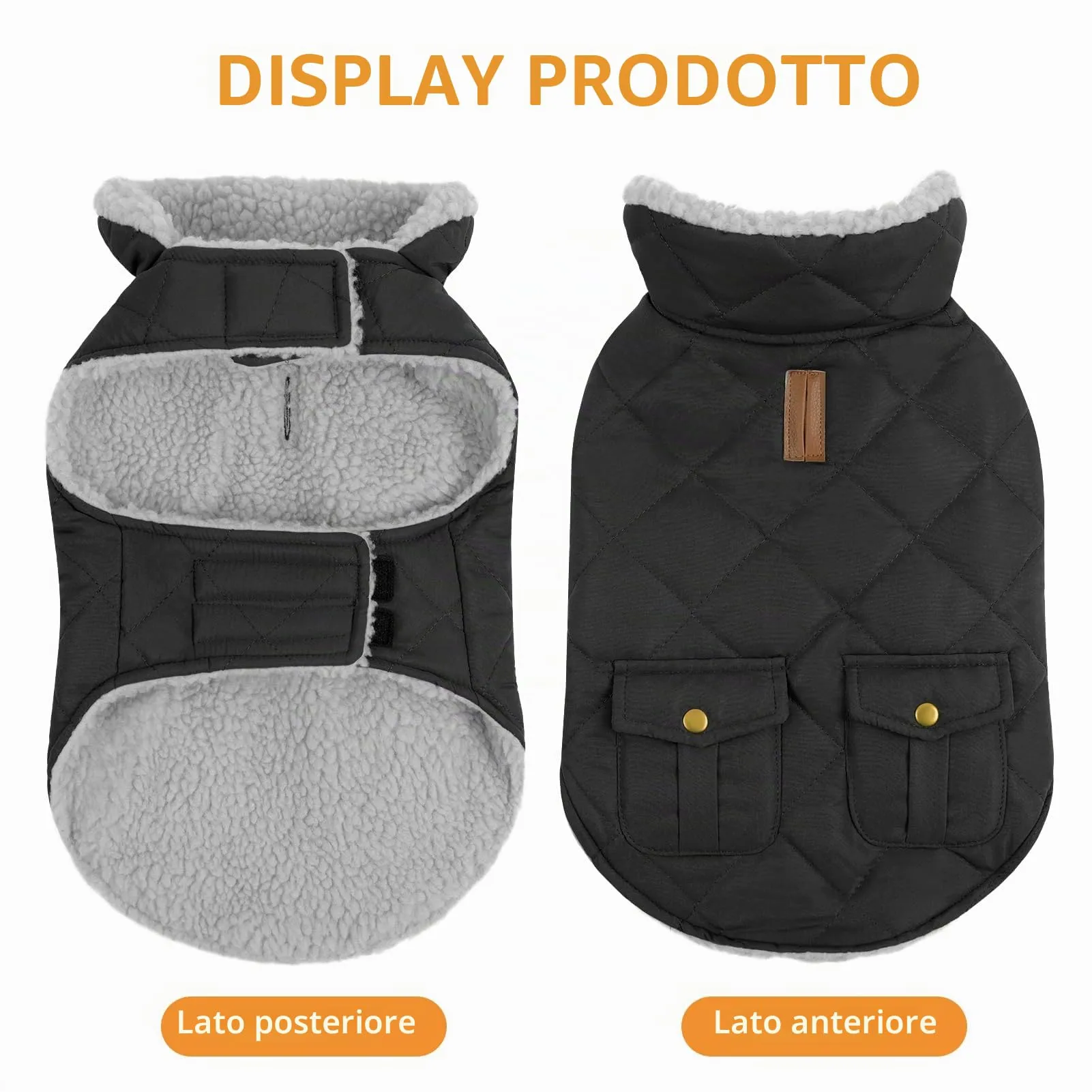 Queenmore Cappotto Cane Impermeabile Trapuntato, Nero, Taglia S - immagine 5