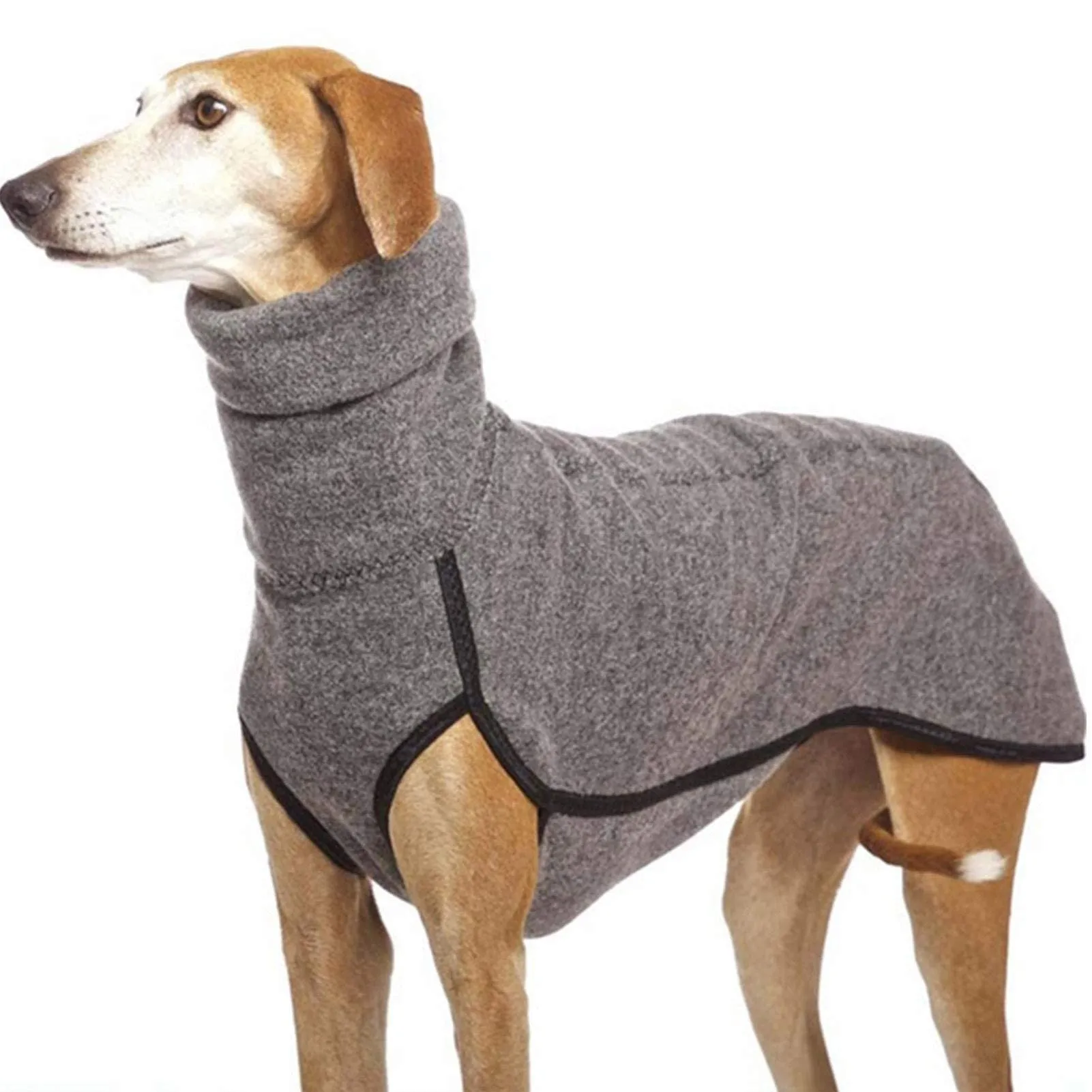 Imily Bela Maglione in pile con collo alto per cani, grigio, L - immagine 1