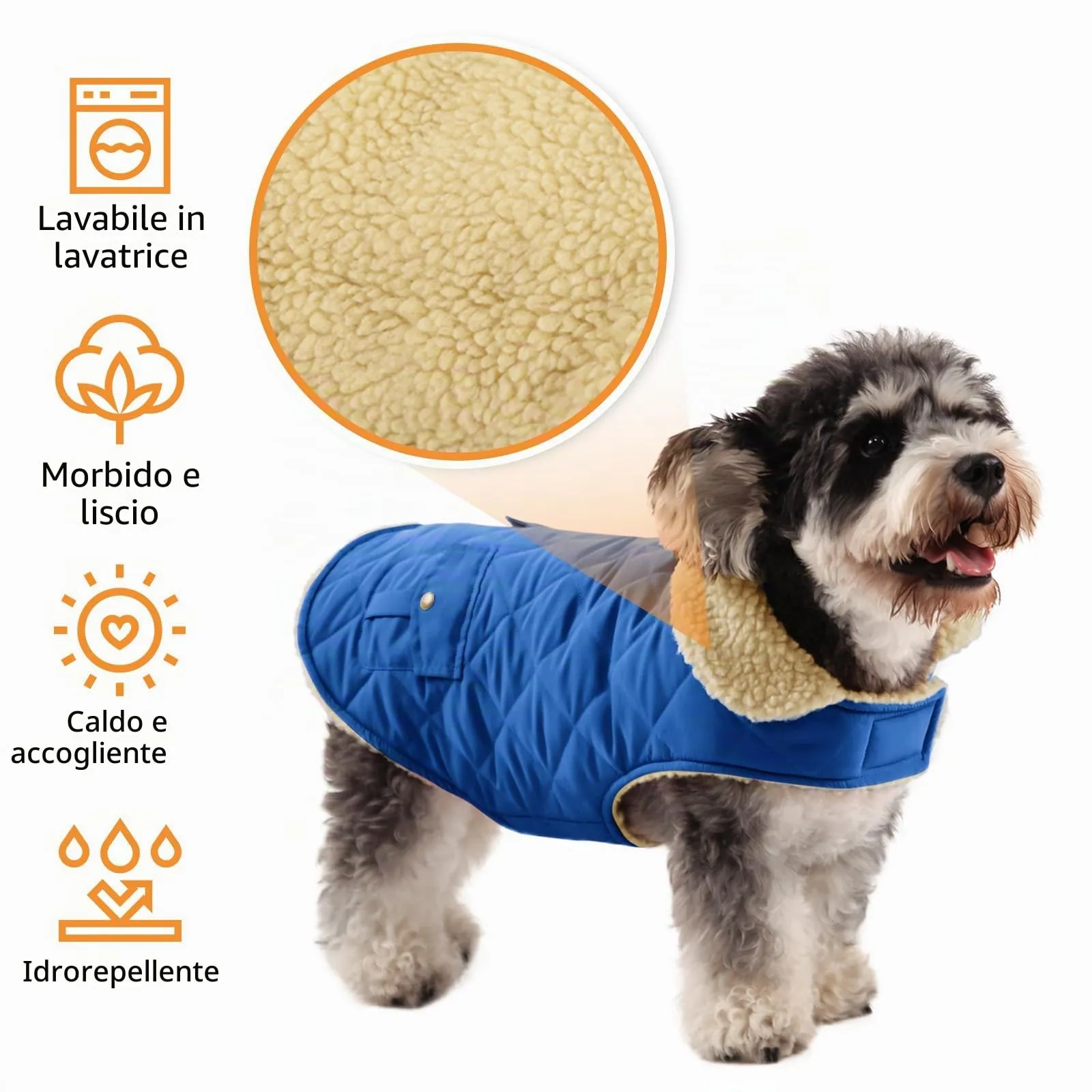 Queenmore Cappotto Cane Impermeabile e Caldo, Taglia XS, Azure - immagine 3