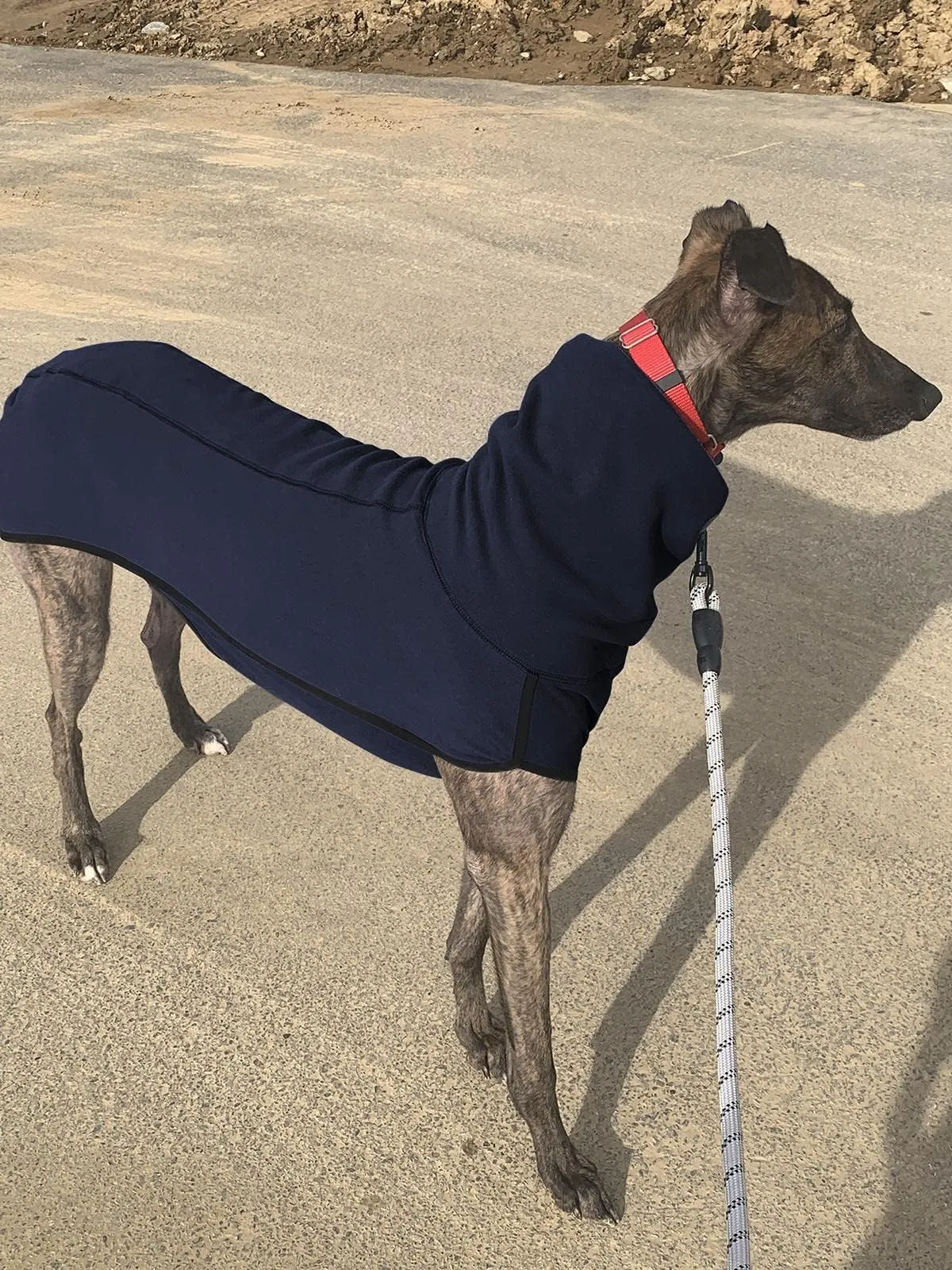 Imily Bela Cappotto invernale in pile con collo alto per cani, blu scuro, M - immagine 4
