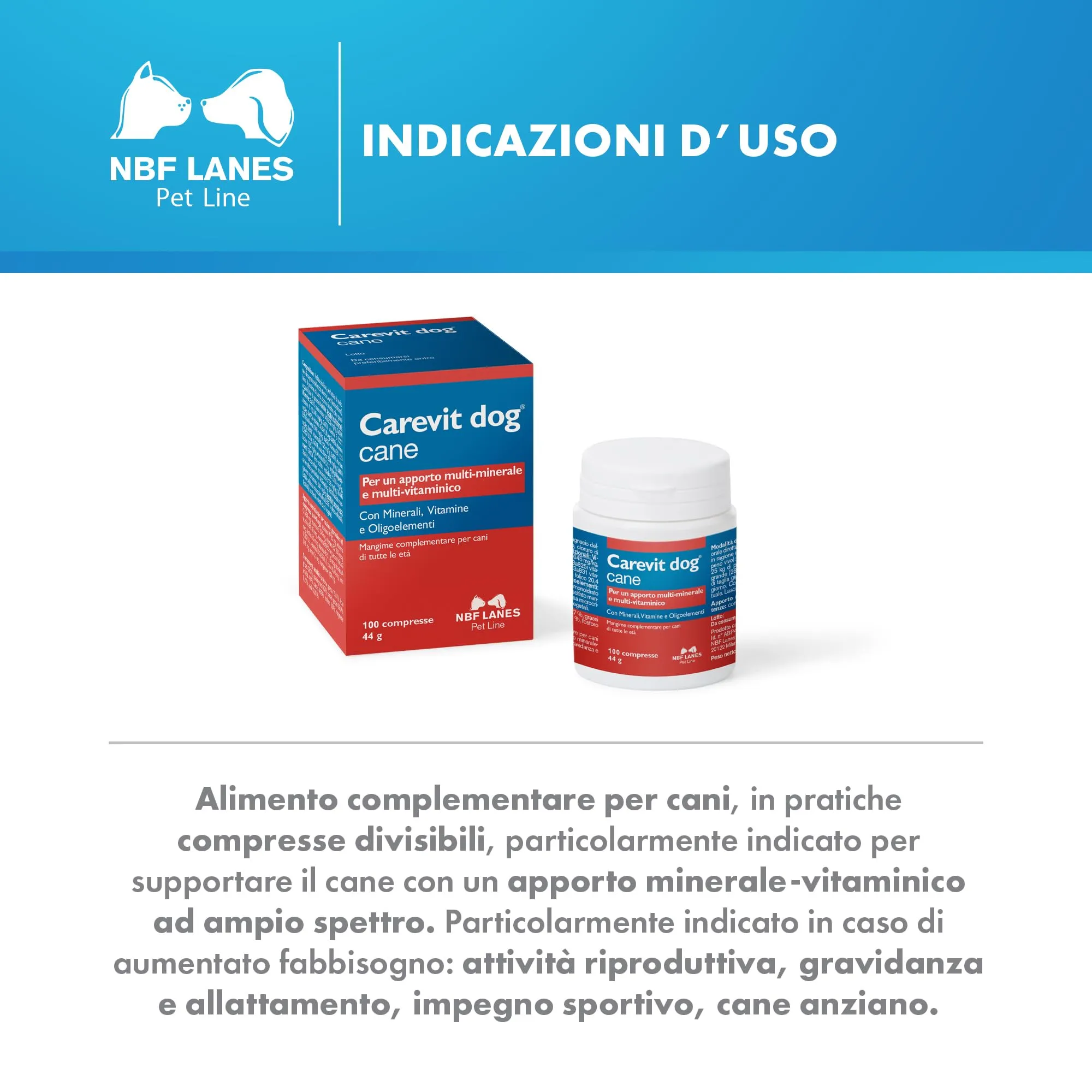 NBF Lanes Carevit Dog, 100 Compresse Divisibili - immagine 3
