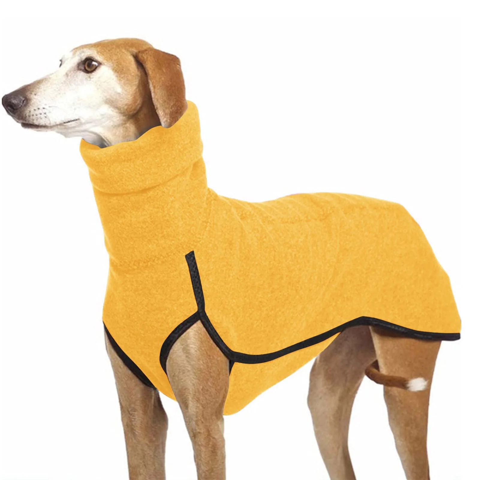 Imily Bela Maglione in pile con collo alto per cani di piccola taglia, giallo, XL - immagine 1