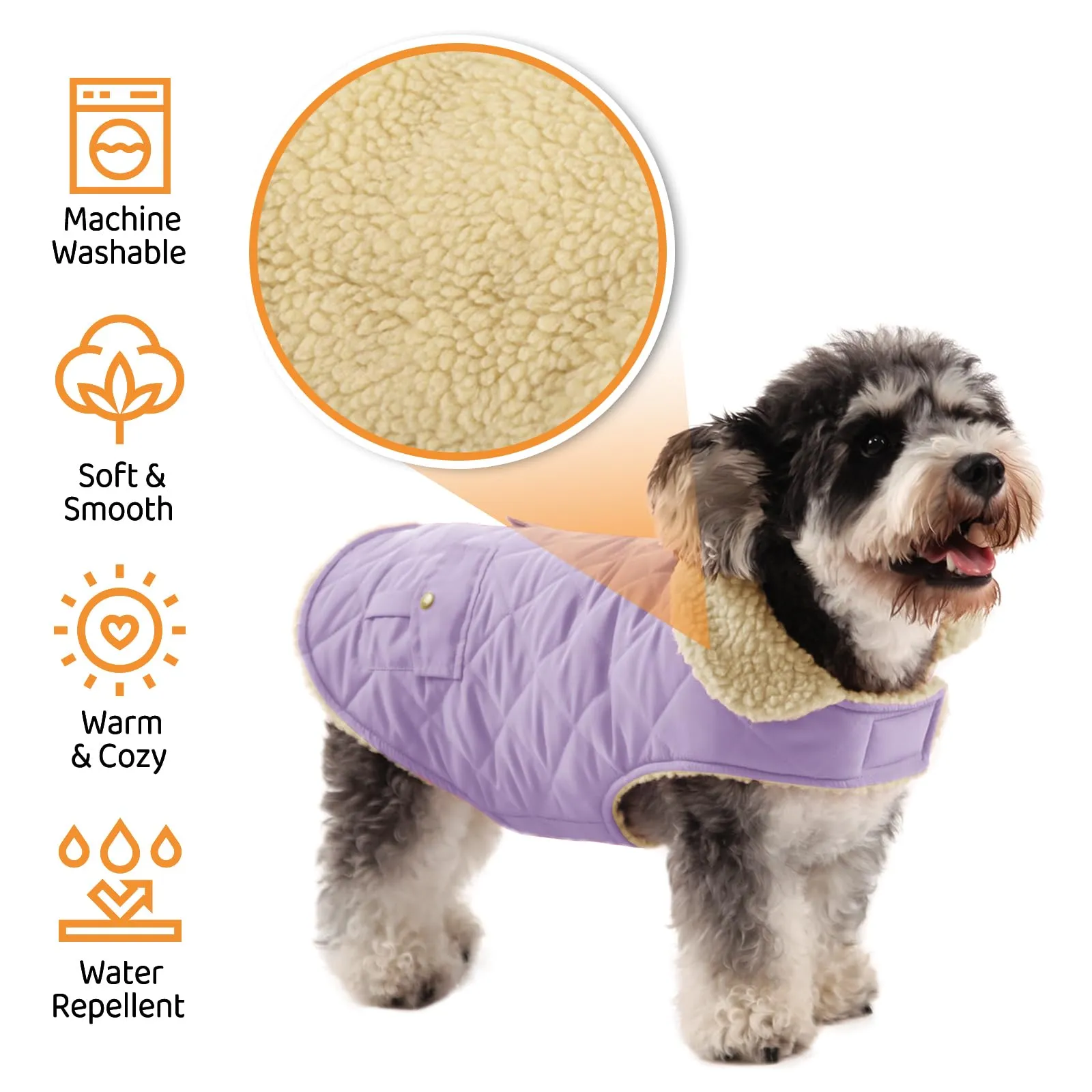 Queenmore Cappotto Cane Impermeabile con Fodera in Pile, Taglia L, Lila - immagine 3