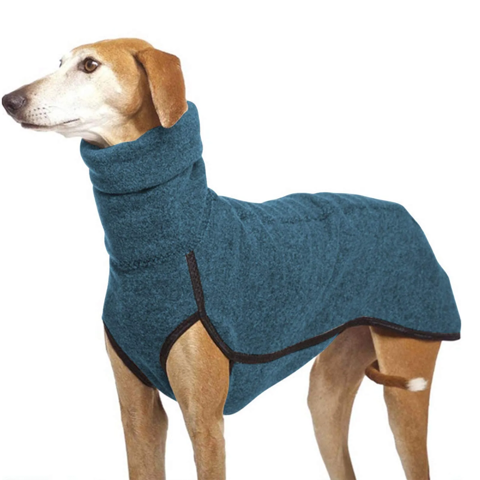 Imily Bela Cappotto Invernale in Pile con Collo Alto per Cani, Blu Mare, M - immagine 1