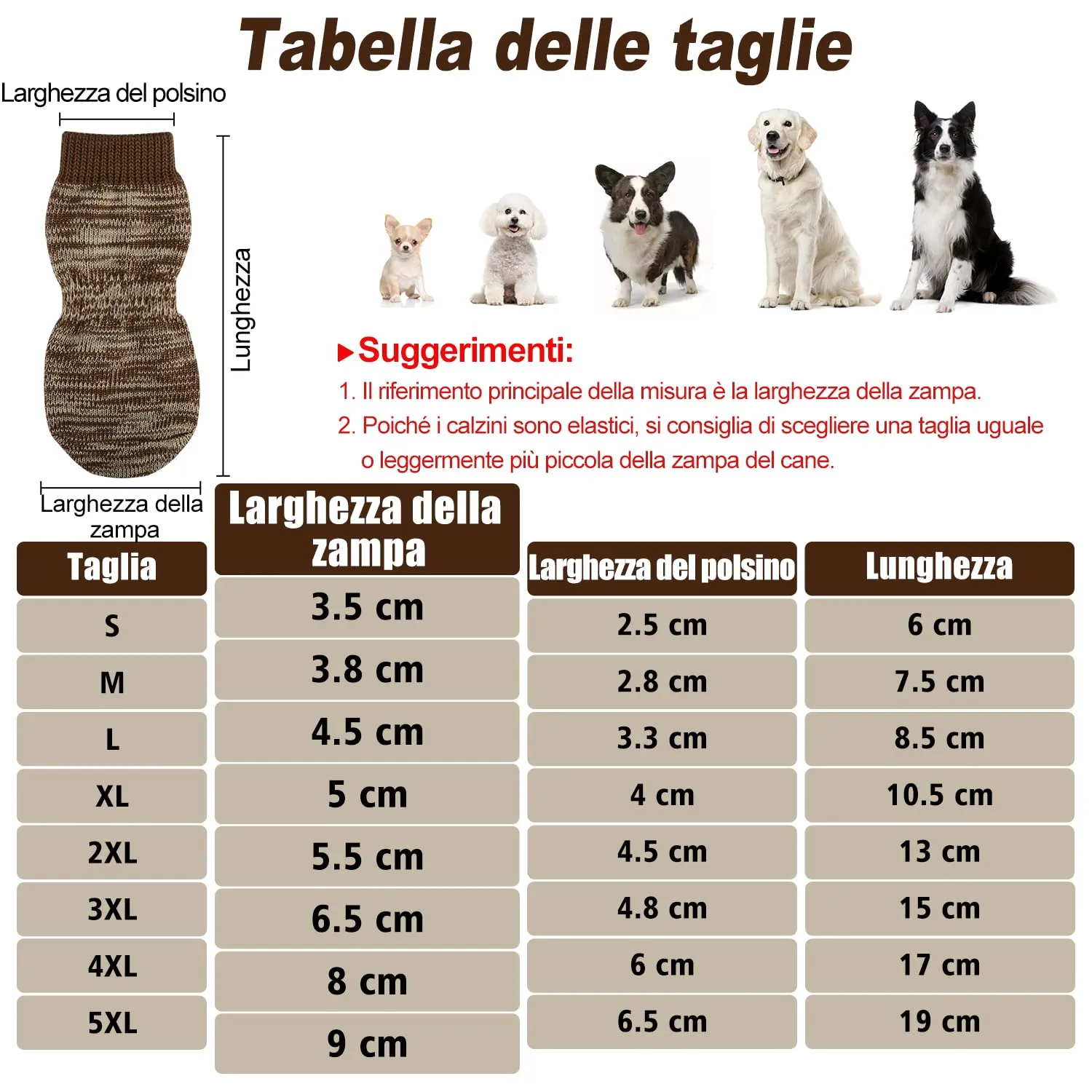 PETLOFT Calzini Antiscivolo per Cane con Cinghie Regolabili, Marrone Chiaro, 4XL - immagine 2