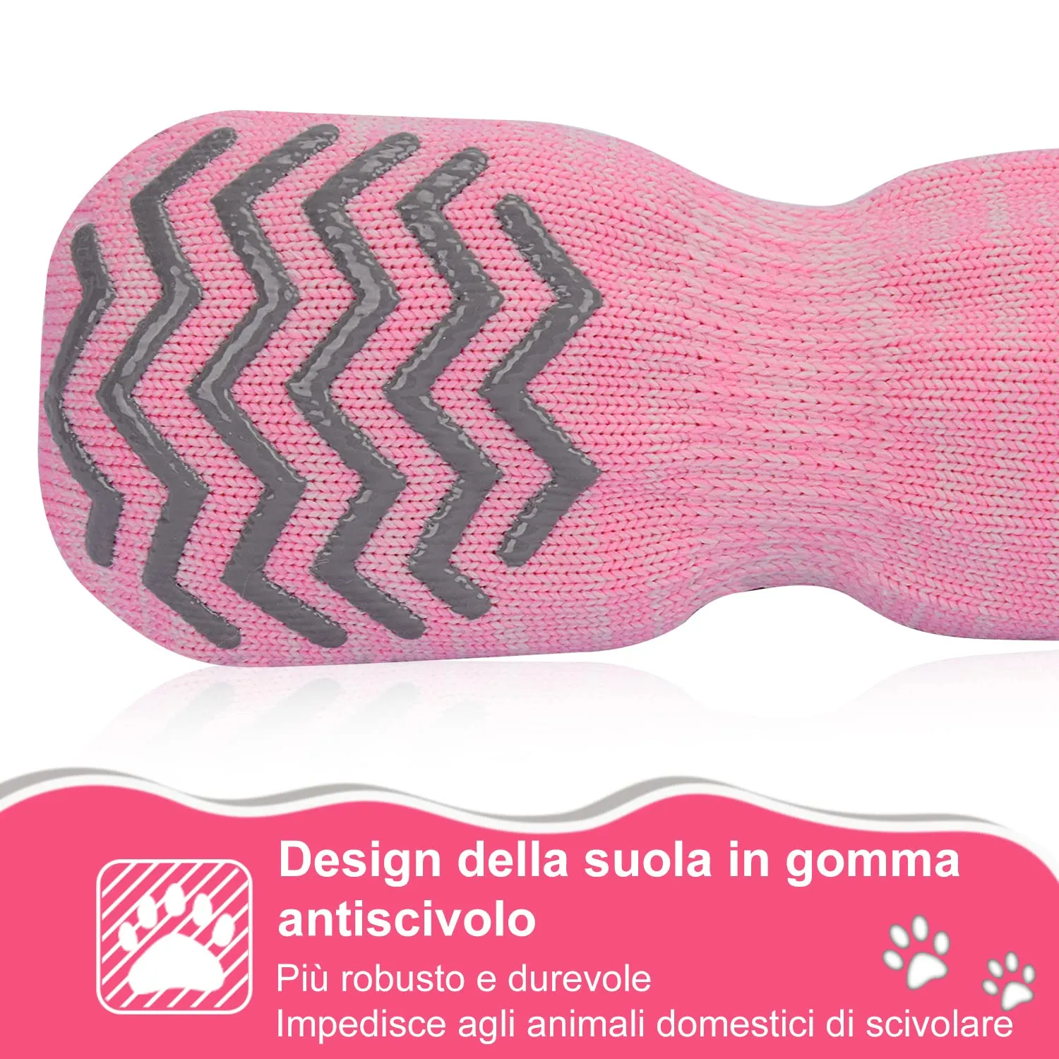 PETLOFT Calzini Antiscivolo per Cane con Cinghie Regolabili, Rosa, 4XL - immagine 4
