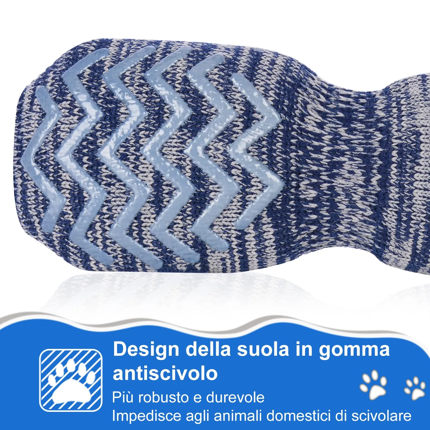 PETLOFT Calzini Antiscivolo per Cane con Cinghie Regolabili, 4 Pezzi (Blu Scuro, 2XL) - immagine 3