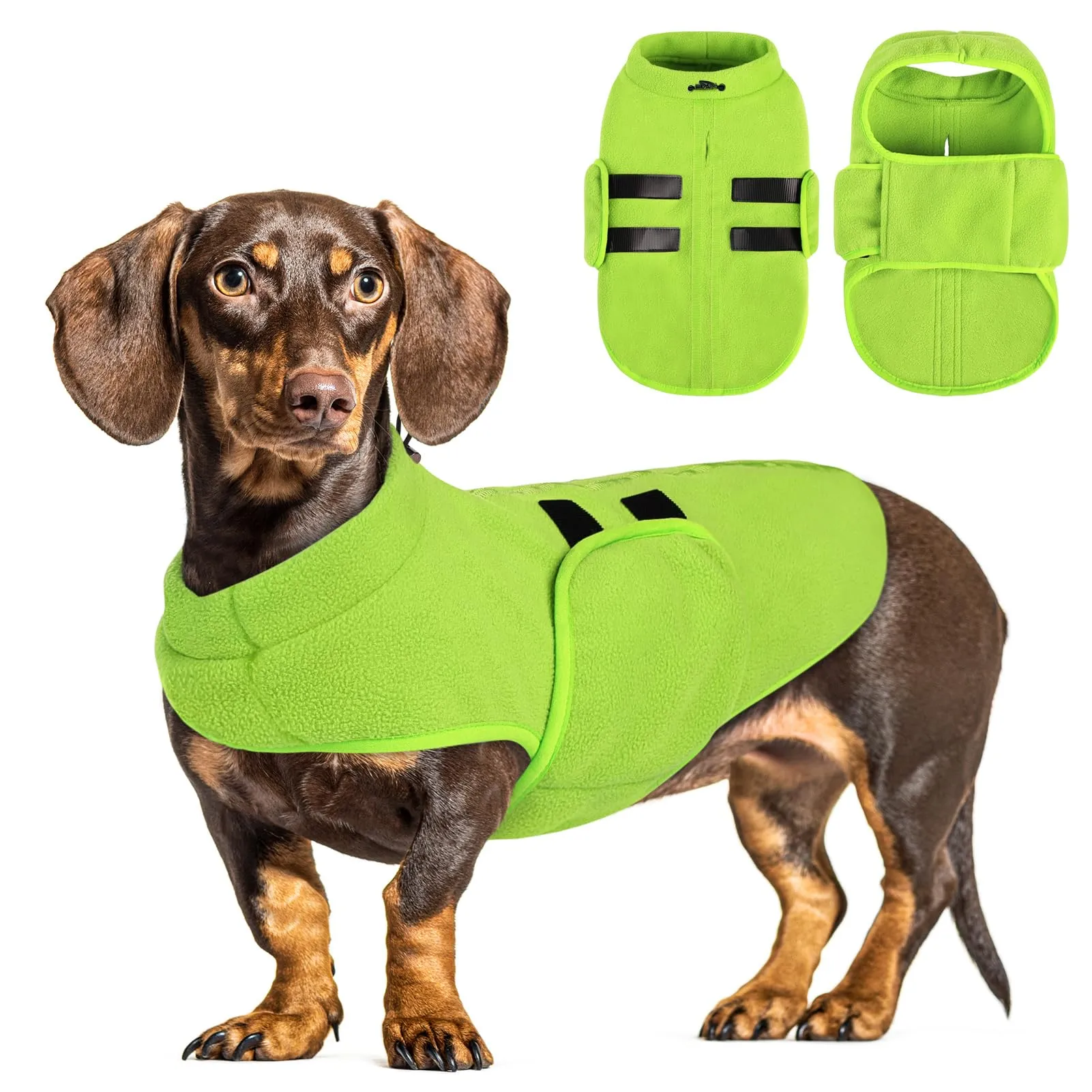 PUZAUKAL Maglione per Cani e Gatti in Pile con Foro per Imbracatura, Verde, S - immagine 1