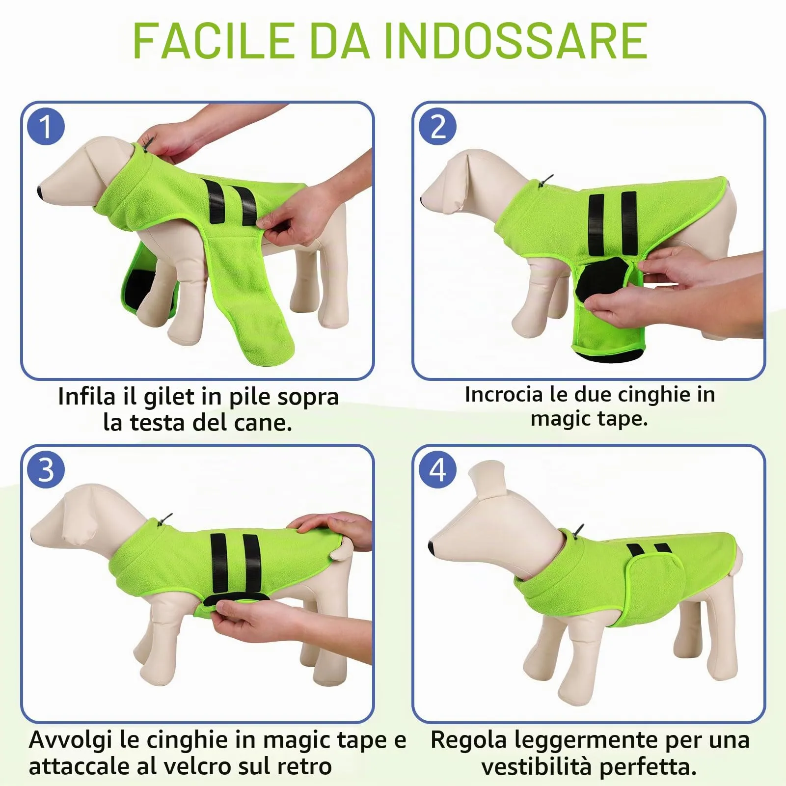 PUZAUKAL Maglione per Cani e Gatti in Pile con Foro per Imbracatura, Verde, S - immagine 4