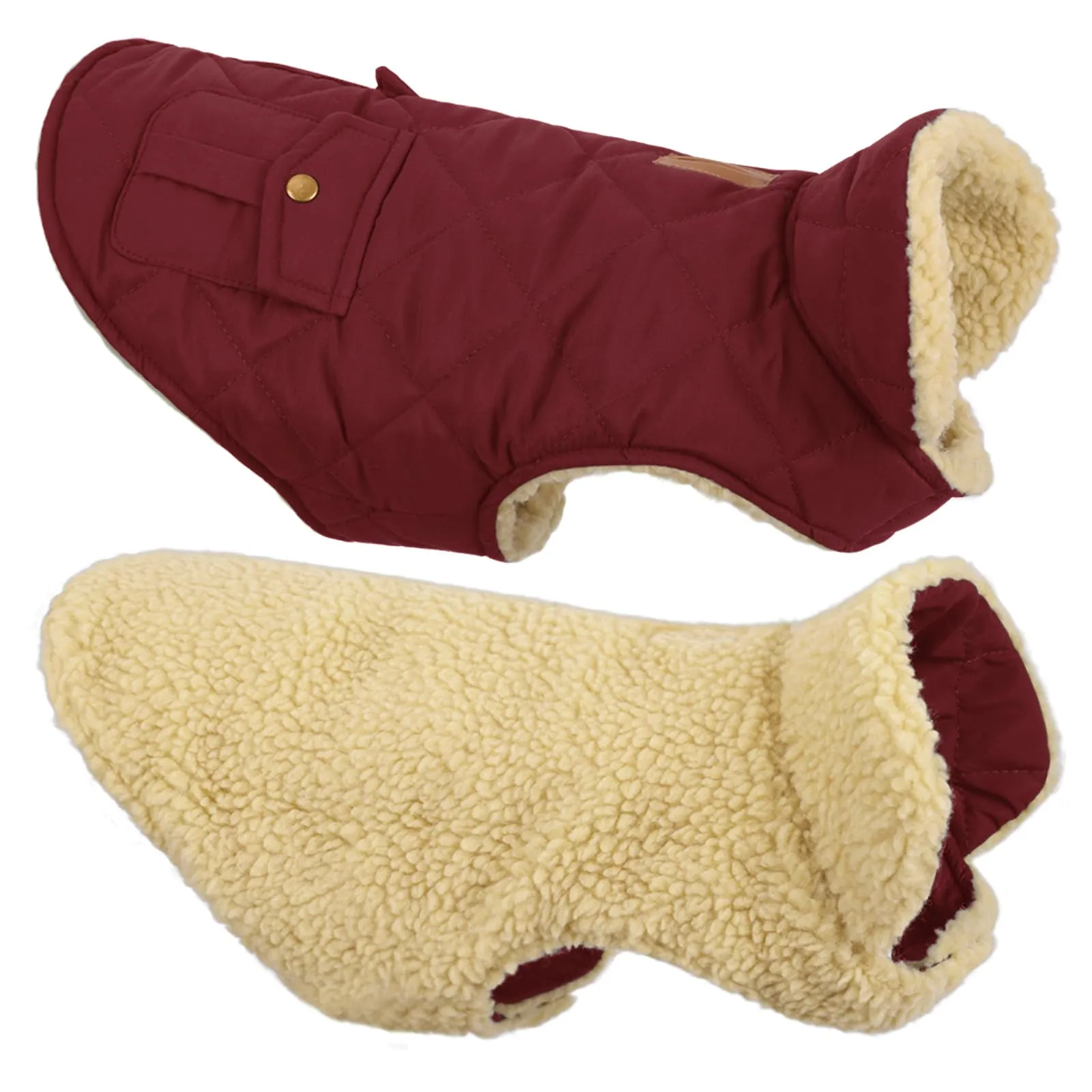 Queenmore Cappottino Cane Impermeabile con Fodera in Pile, Borgogna, Taglia L - immagine 9